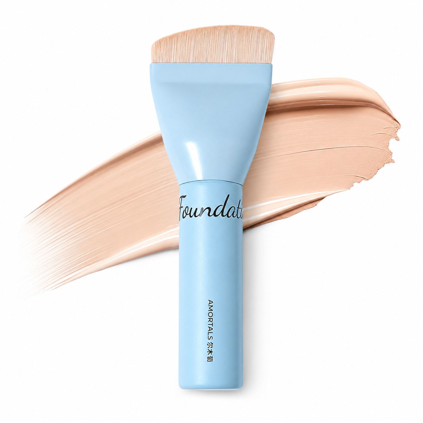 AMORTALS 10-Second Flawless Foundation Brush — Curved Seamless Face Brush, Professional Soft High-Density Synthetic Fibers