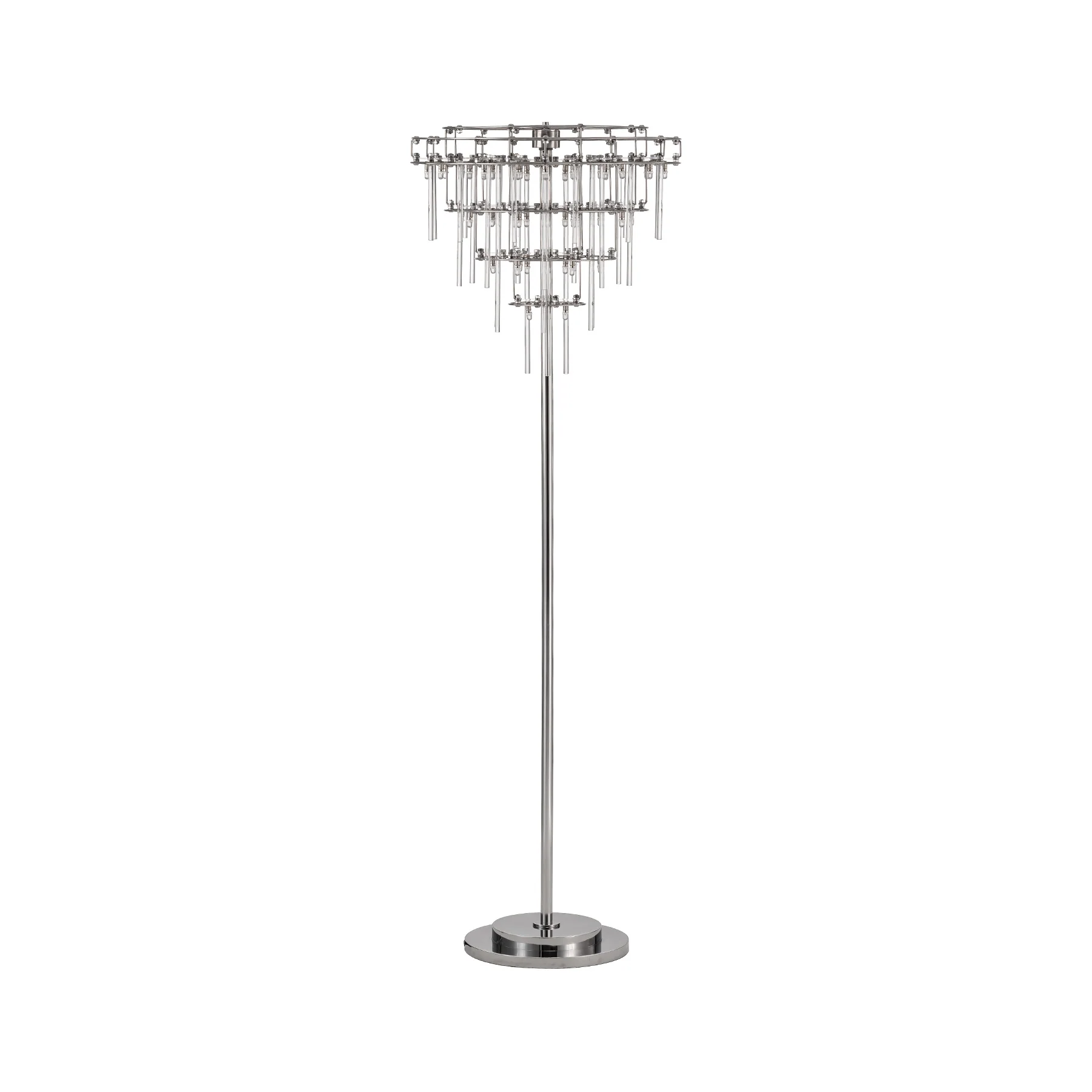 Moorizon Stardust Round Dia 18.9" × H59" High-Shine Stainless Steel Glass Rod Floor Lamp, E10 Mini LED, Plug-In Non-Dimmable, for Living Rooms, Entryways, Galleries, Hotels & Commercial Spaces detail image 2