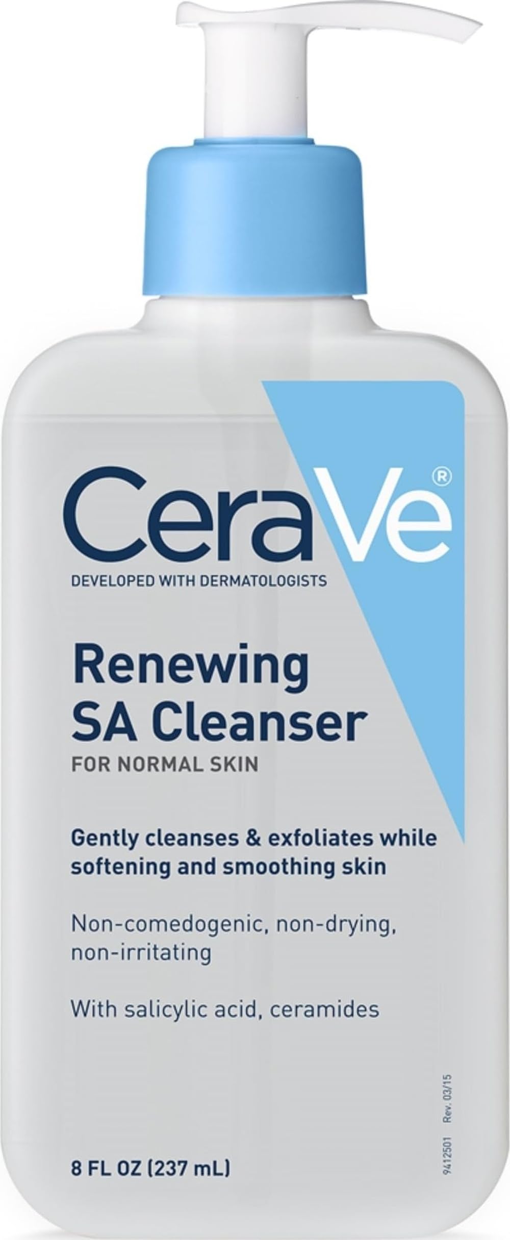 CeraVe Renewing Salicylic Acid Cleanser, BHA Exfoliating Face Wash, 8oz | Skin Care with Hyaluronic Acid & Niacinamide, Facial Cleanser, Face Cleanser, Ceramides, Fragrance Free, Non-Comedogenic