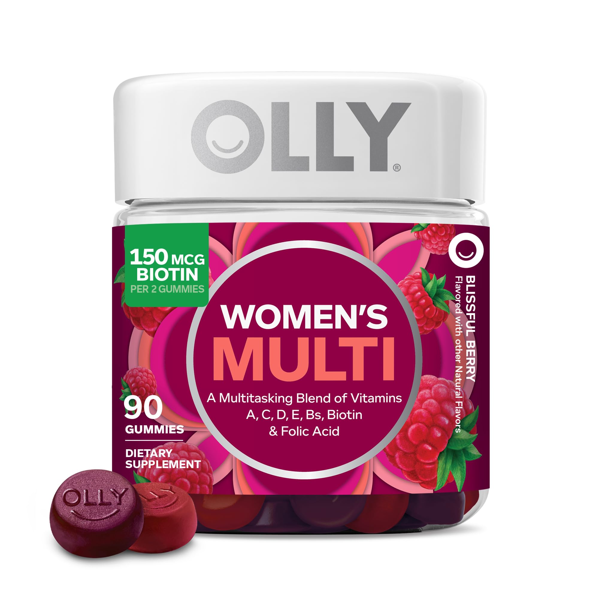 OLLY Women's Multivitamin Gummy, Berry Flavor, 90 Count (45 Day Supply)