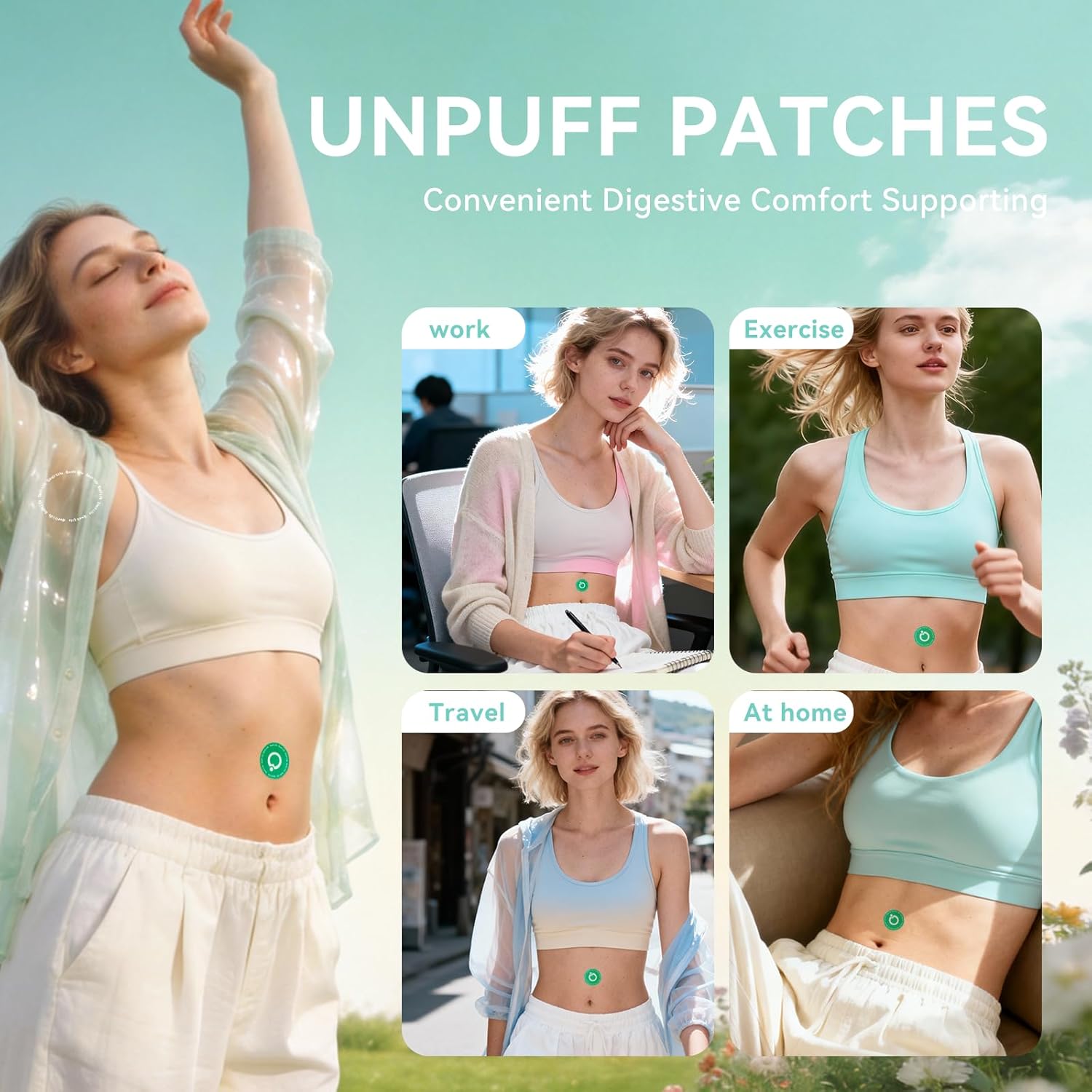 Qualilife Unpuff Patches - Wellness Patch with Dandelion, Fennel, Artichoke, Ginger & Turmeric - Natural Herbal Support for Bloating, Water Retention & Digestive Support - 30 Vegan Patches detail image 5