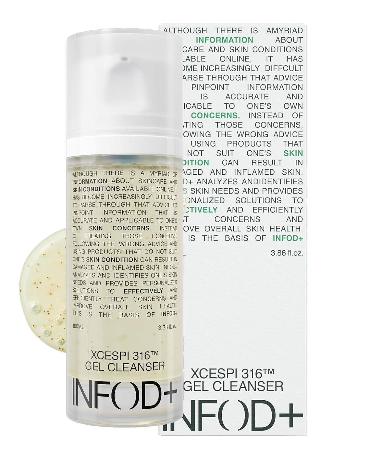 INFODPLUS Gel Cleanser, Gentle Low pH Deep Cleansing, Oil Control, Pore Blackhead Removal Face Wash, Ceramide Panthenol, 3.38 fl.oz 100ml
