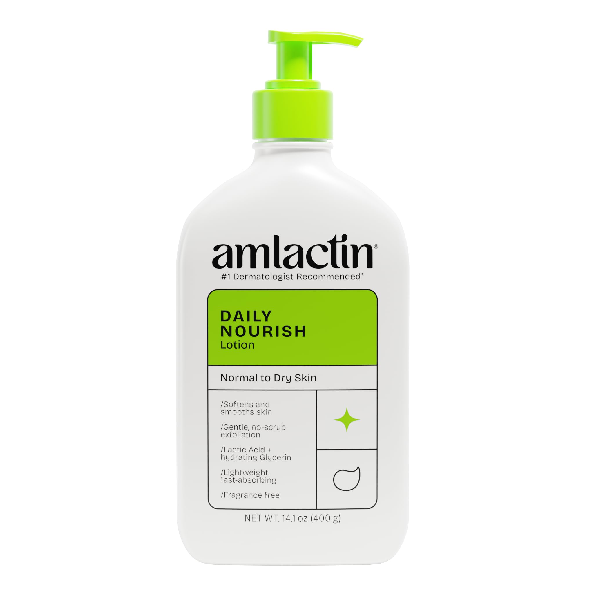 AmLactin Daily Nourish Therapeutic Body Lotion for Dry Skin, 14. 1 oz (12% Lactic Acid) - Pump