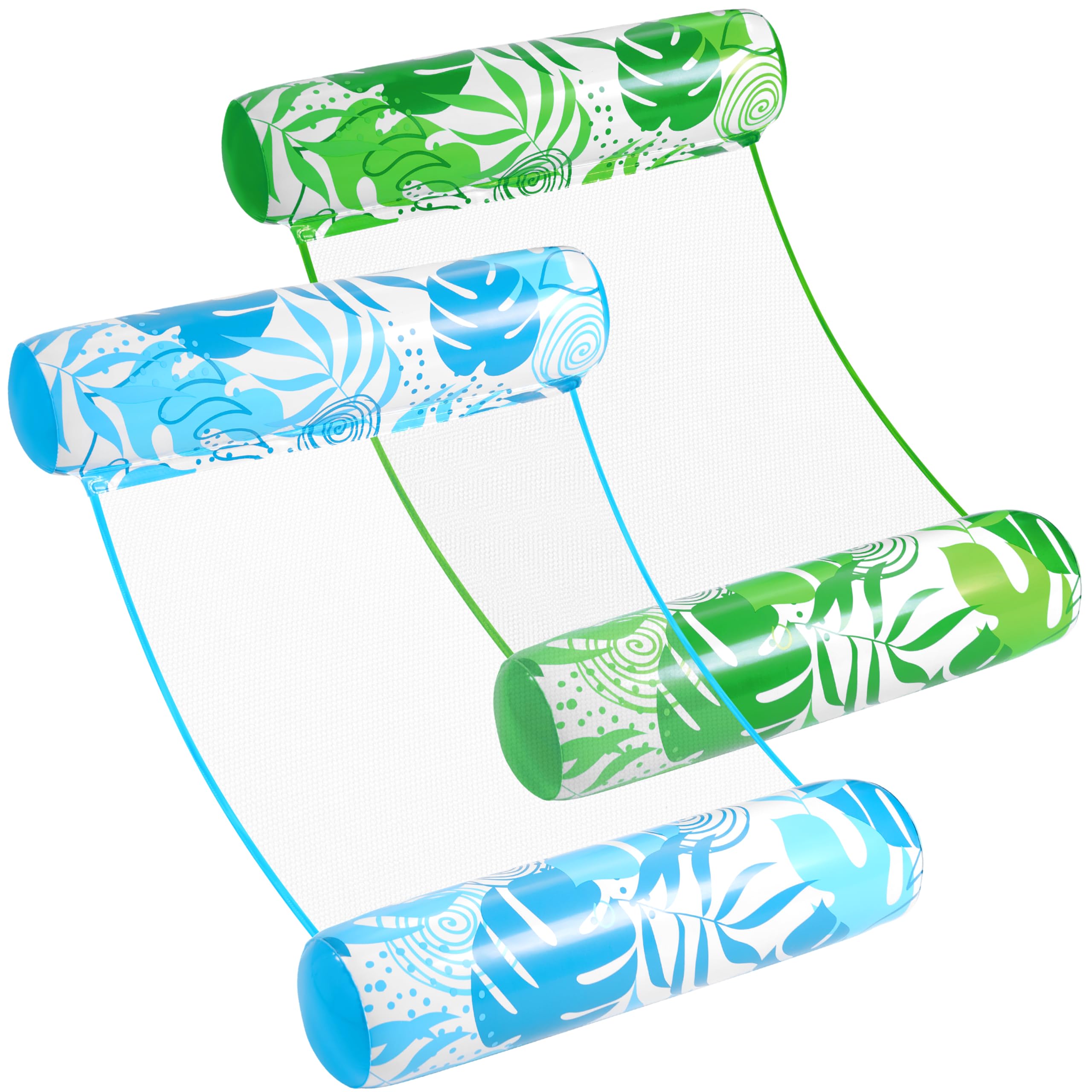 SLOOSH 2-Pack 4-in-1 Multi-Purpose Inflatable Pool Floats for Adults, PVC Water Hammock Lounge