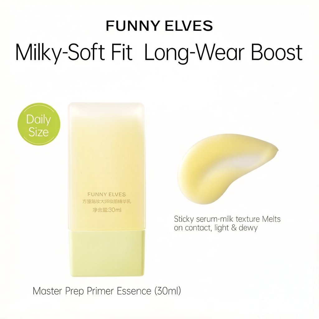 Funny Elves Makeup-Adhering Primer Essence 30ml — Hydrating, Poreless, Oil-Control Primer for Women