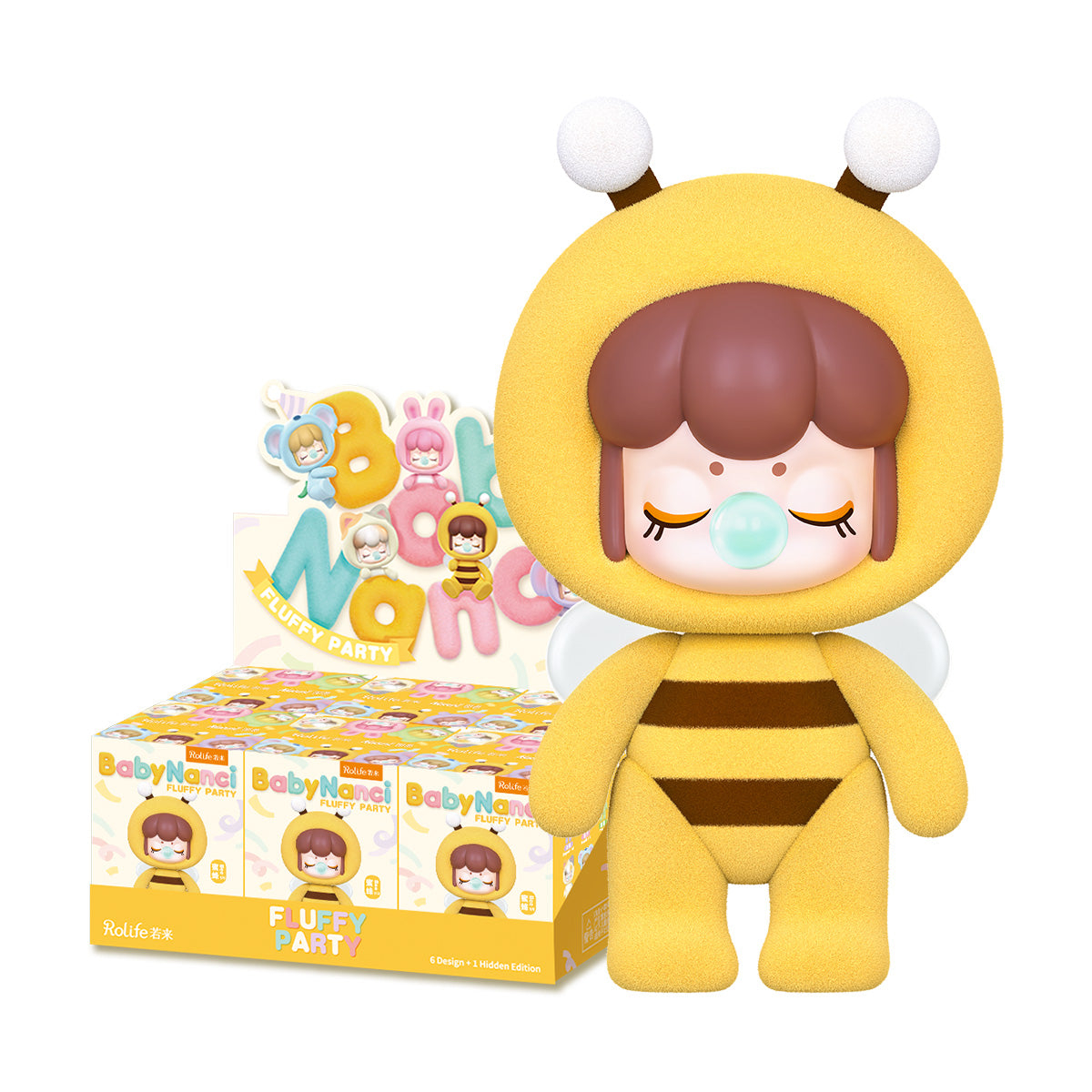 Rolife BabyNanci Fluffy Party Plush Blind Box Figure – 1 Random Piece, Cute Animal-Themed Collectible (6 Regular + Hidden)