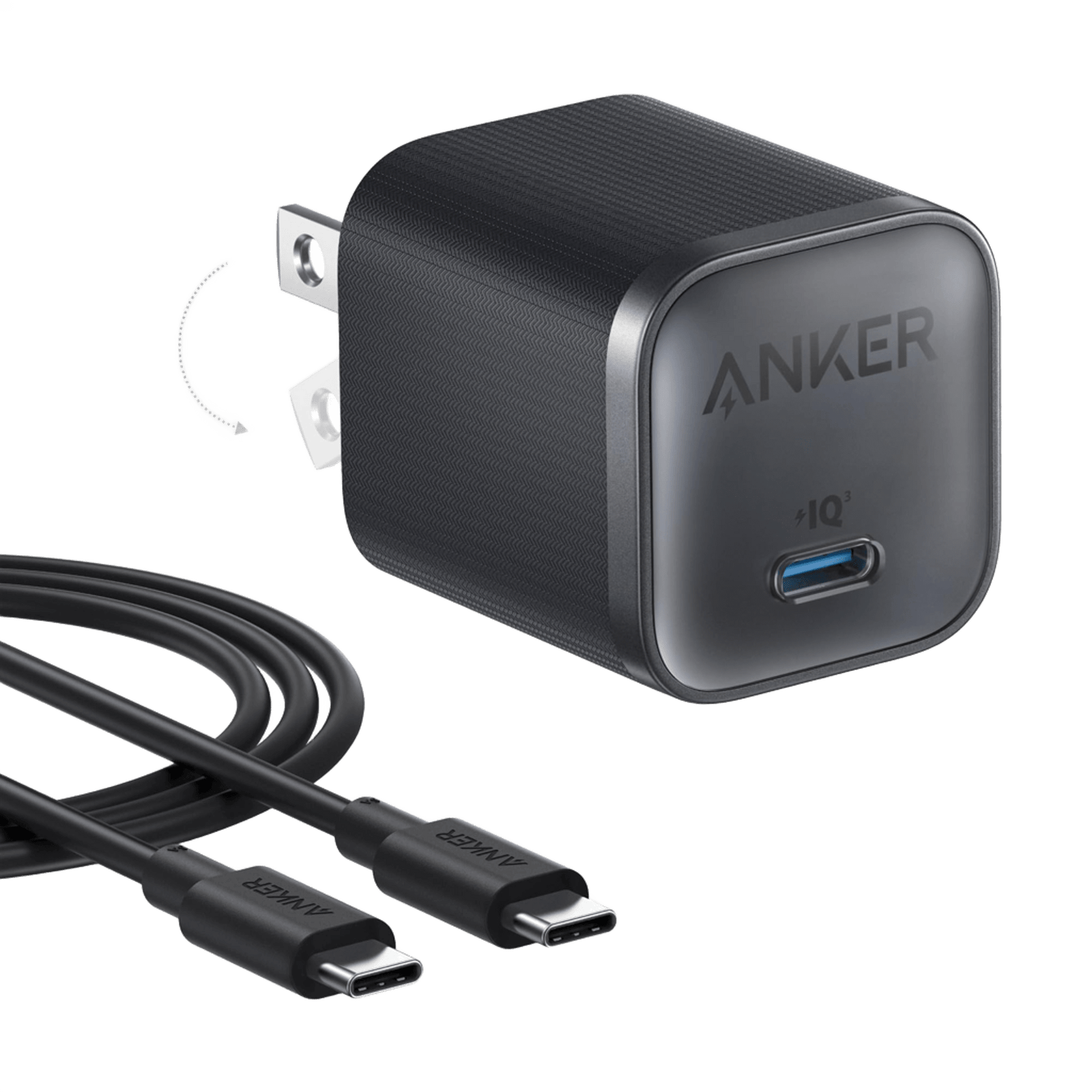 Anker Nano 45W USB-C Charger with Cable, PPS Fast Charge, Wall Charger with 45W, USB-C, PPS, for iPhone, iPad, MacBook, Samsung Galaxy, Travel/Office