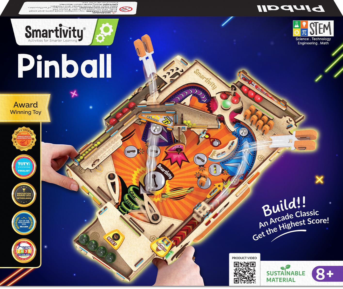Smartivity DIY Pinball Machine for Kids 8-14 Years Old | Global Award Winning Arcade Game | Build Your Own Pinball I Birthday Gift for Smart Kids | STEM Toy for Boys & Girls