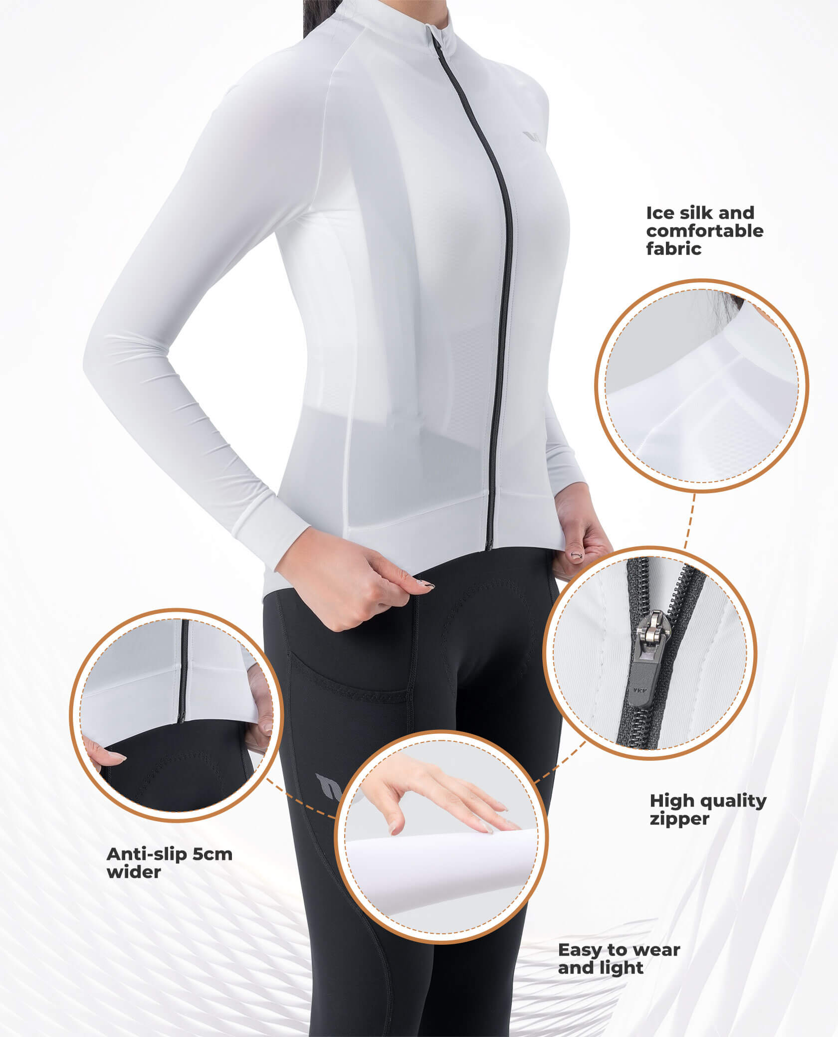 ROCKBROS TVI Women's Cycling Jersey Long Sleeve, Lightweight Cooling Bike Shirt, Breathable Moisture Wicking UV Sun Protection for Road Bike MTB detail image 3