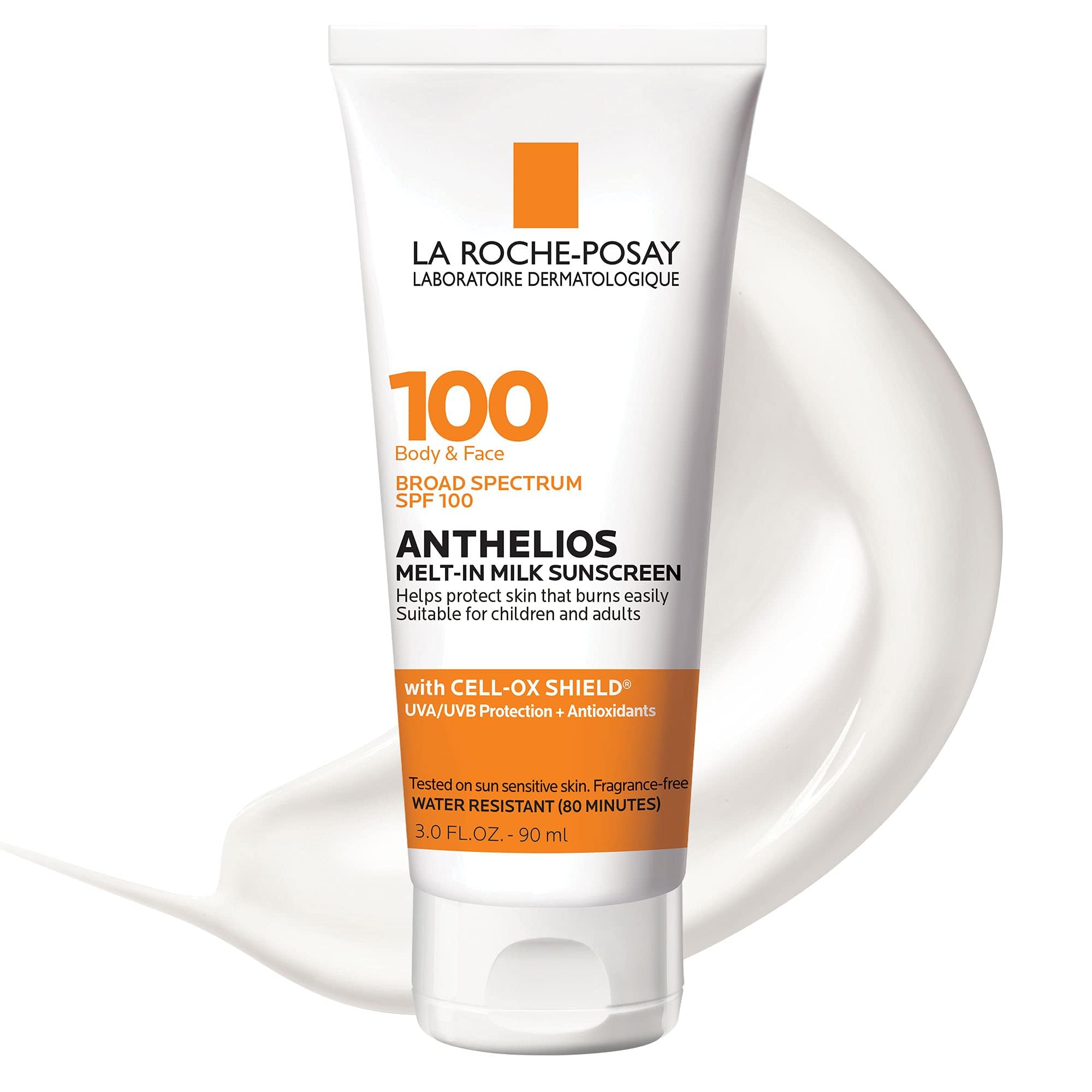 La Roche-Posay Anthelios Melt-In Milk Sunscreen SPF 100 — Broad Spectrum Face & Body Sunscreen, Oil-Free, Antioxidant-Rich, Oxybenzone-Free