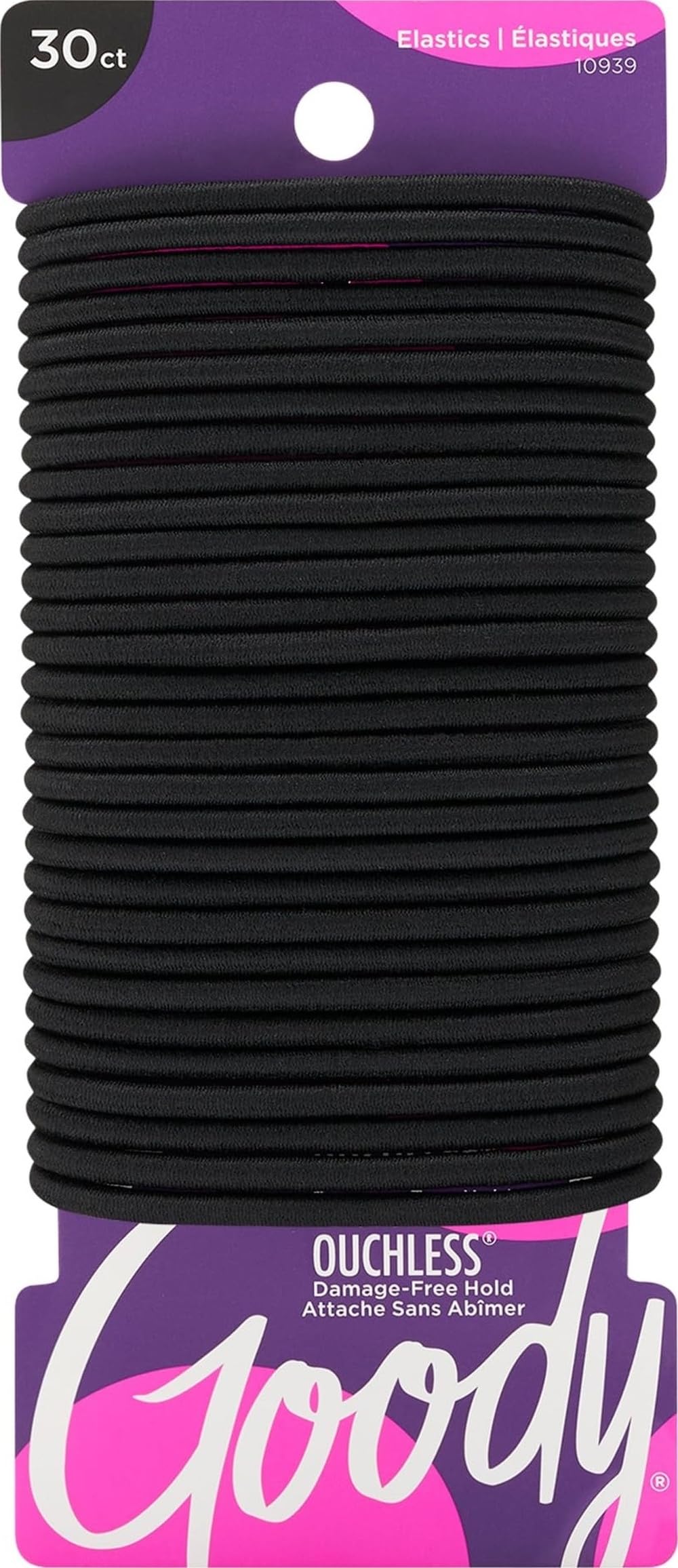 Goody No-Pain Elastic Hair Ties, 30 Pack, Black, Approx. 4mm