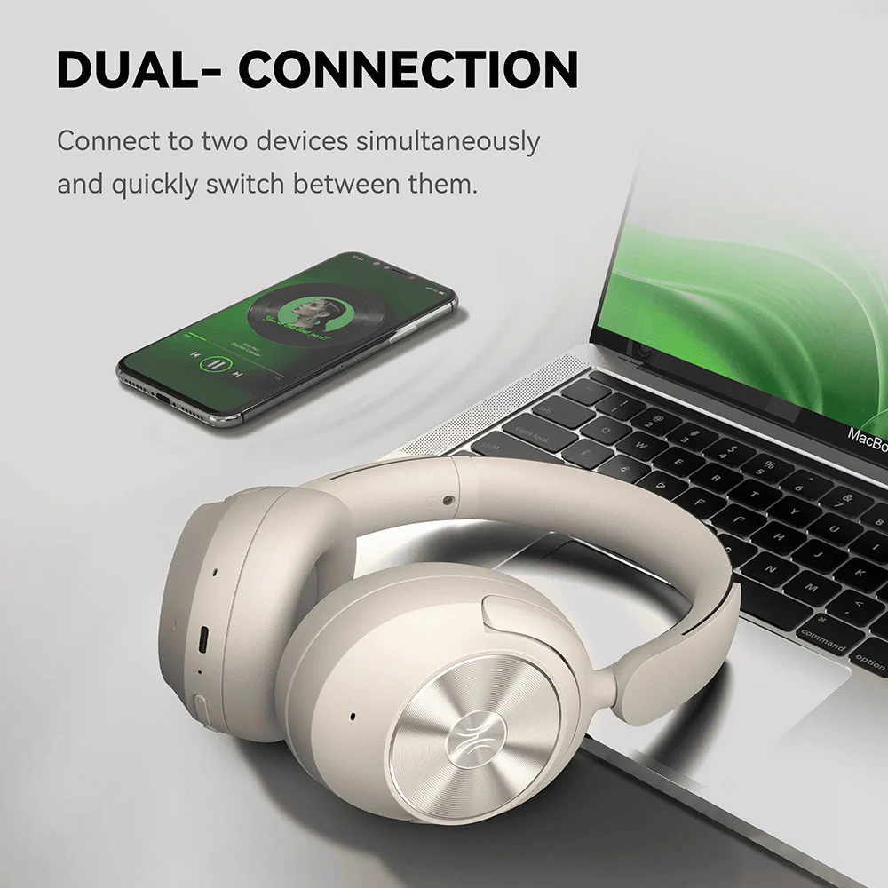 OneOdio Focus A6 — 75H Battery, −48dB Hybrid Active Noise Cancelling Bluetooth Over-Ear Headphones, Hi-Res LDAC Sound, Bluetooth 6.0 — Ideal for Commuting, Travel, Office and Music detail image 8