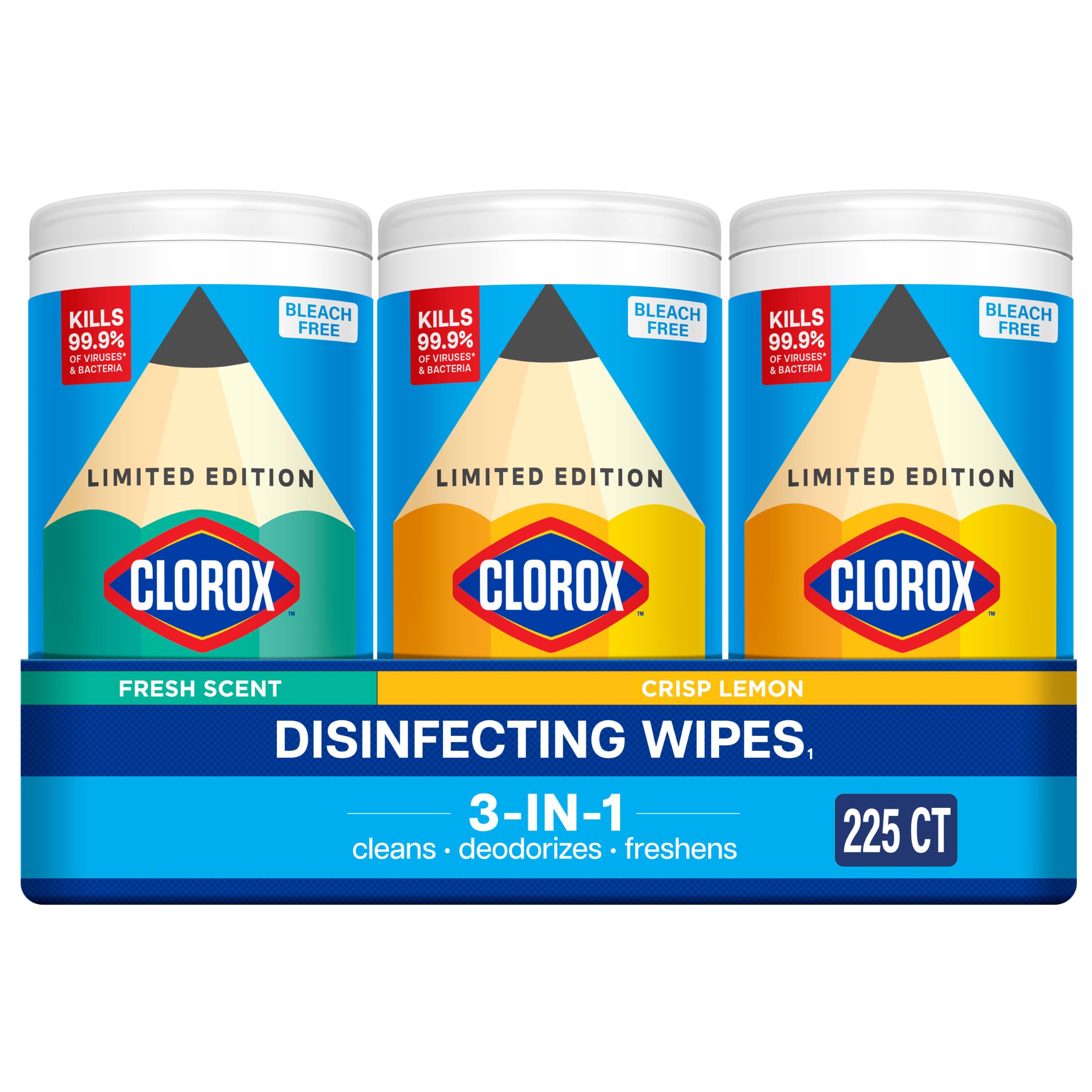 Clorox Disinfecting Wipes Back to School Variety Pack, 75 Count Each, Pack of 3 (Package May Vary)