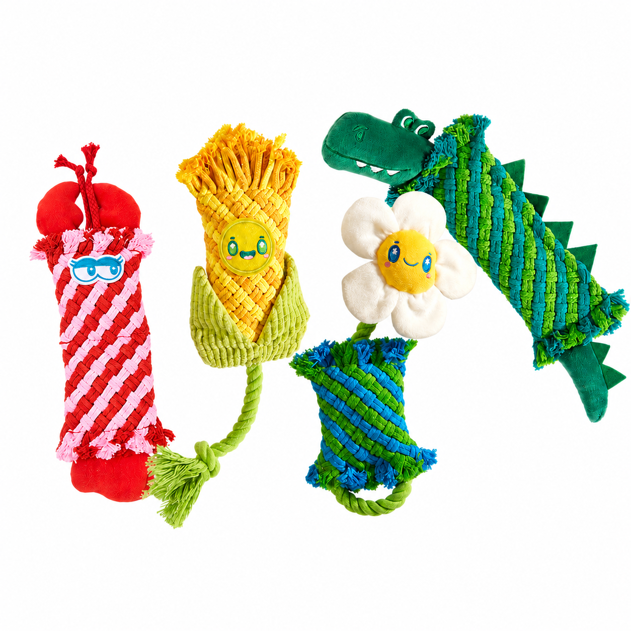 FOFOS Cotton Series Dog Rope Squeaky Toy — Durable Chew, Dental Grinding, Interactive Tug & Companion Toy