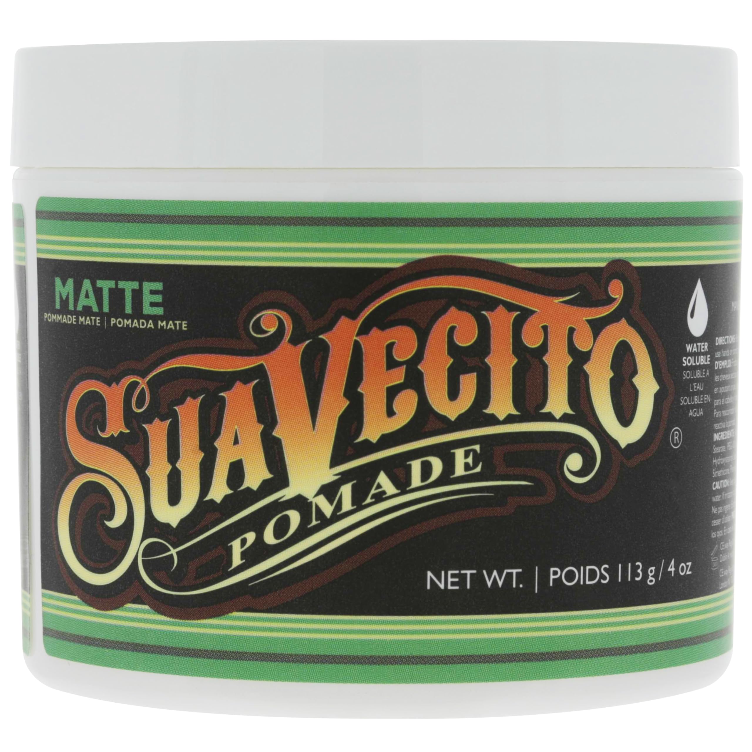 Suavecito Matte Pomade (No Shine), 4 oz — Medium Hold Hair Pomade for Men