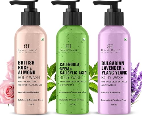 Botanic Hearth Tea Tree Body Wash, 16 fl oz (473 ml) — Enriched with Tea Tree Oil, Peppermint & Sea Buckthorn, Sulfate- and Paraben-Free