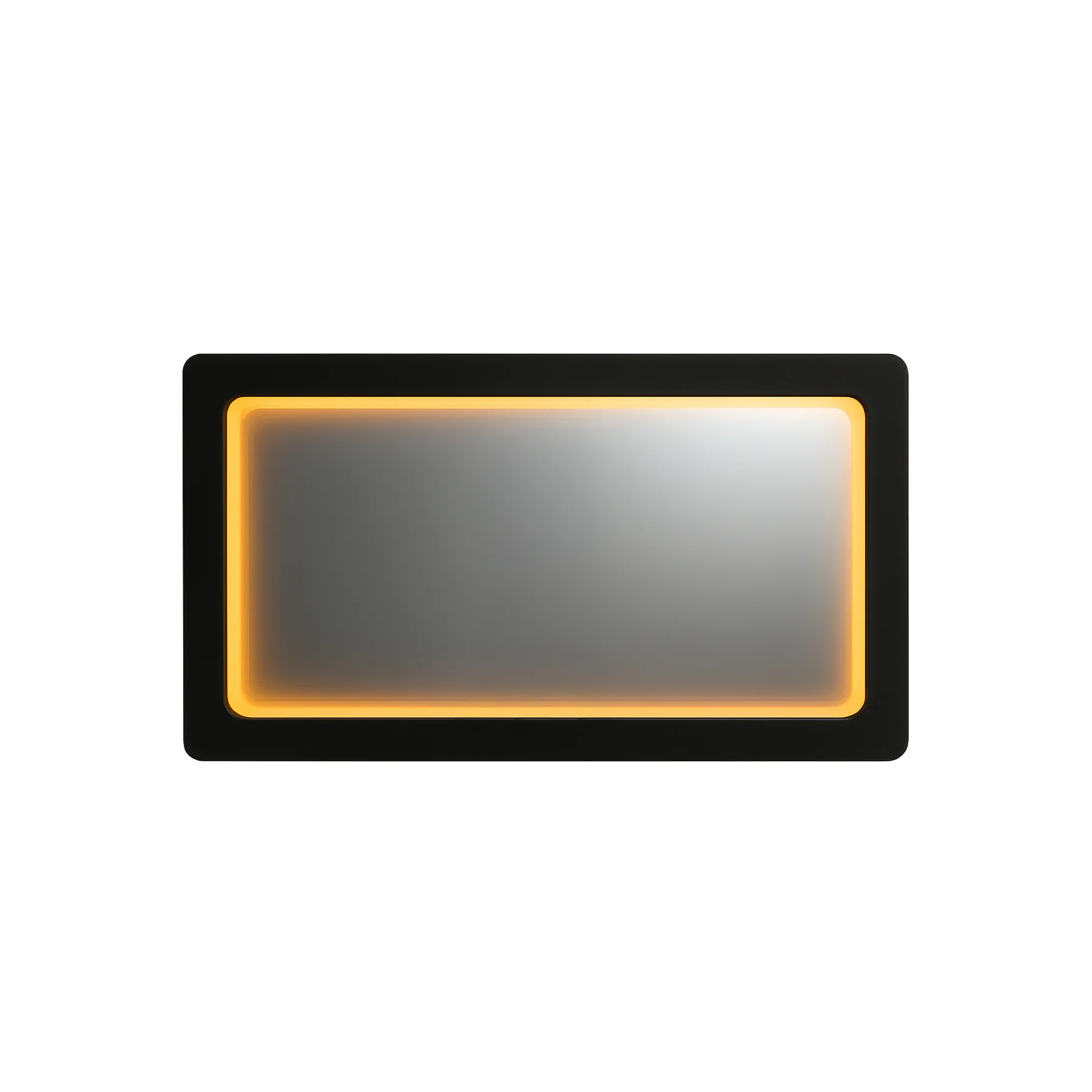 Moorizon Eclipse Halo Wide W47.2"×H27.6" LED Backlit Vanity Mirror, 2400K Warm Light, Matte Black Iron Frame, Hardwired Dimmable, for Dry Baths, Entryways, Hotels & Commercial Spaces detail image 1