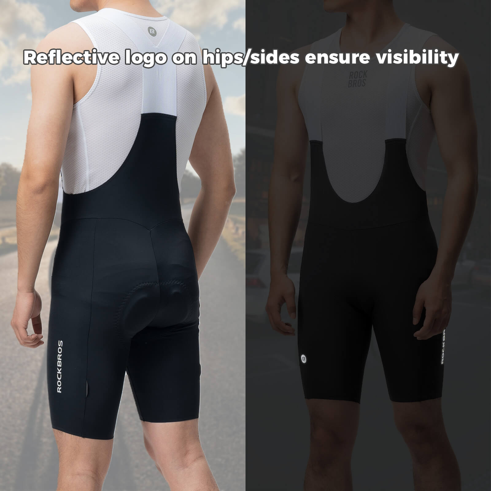 ROCKBROS Men's Cycling Bib Shorts, 80% Nylon 20% Spandex Padding, Breathable Bike Bib Tights, Professional Road Bike MTB Cycle Wear detail image 5
