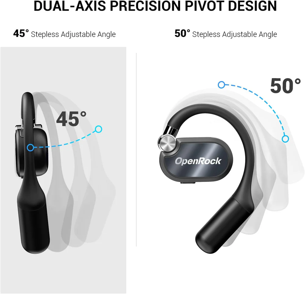 OpenRock X | 48H Battery Life Open-Air Bone-Conduction Bluetooth Sports Earphones, IPX5 Water-Resistant, Four-Mic Noise Reduction, Adjustable Ear Hooks — Ideal for Running, Cycling, Gym & Commuting detail image 3
