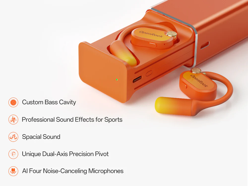 OpenRock X | 48H Battery Life Open-Air Bone-Conduction Bluetooth Sports Earphones, IPX5 Water-Resistant, Four-Mic Noise Reduction, Adjustable Ear Hooks — Ideal for Running, Cycling, Gym & Commuting detail image 5