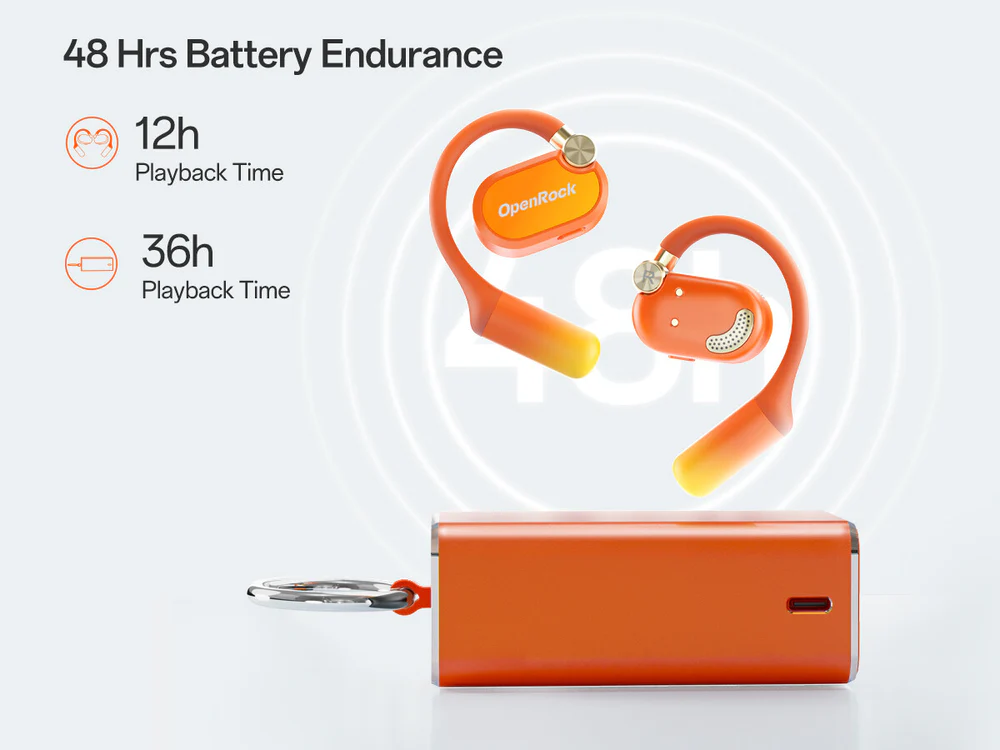 OpenRock X | 48H Battery Life Open-Air Bone-Conduction Bluetooth Sports Earphones, IPX5 Water-Resistant, Four-Mic Noise Reduction, Adjustable Ear Hooks — Ideal for Running, Cycling, Gym & Commuting detail image 9