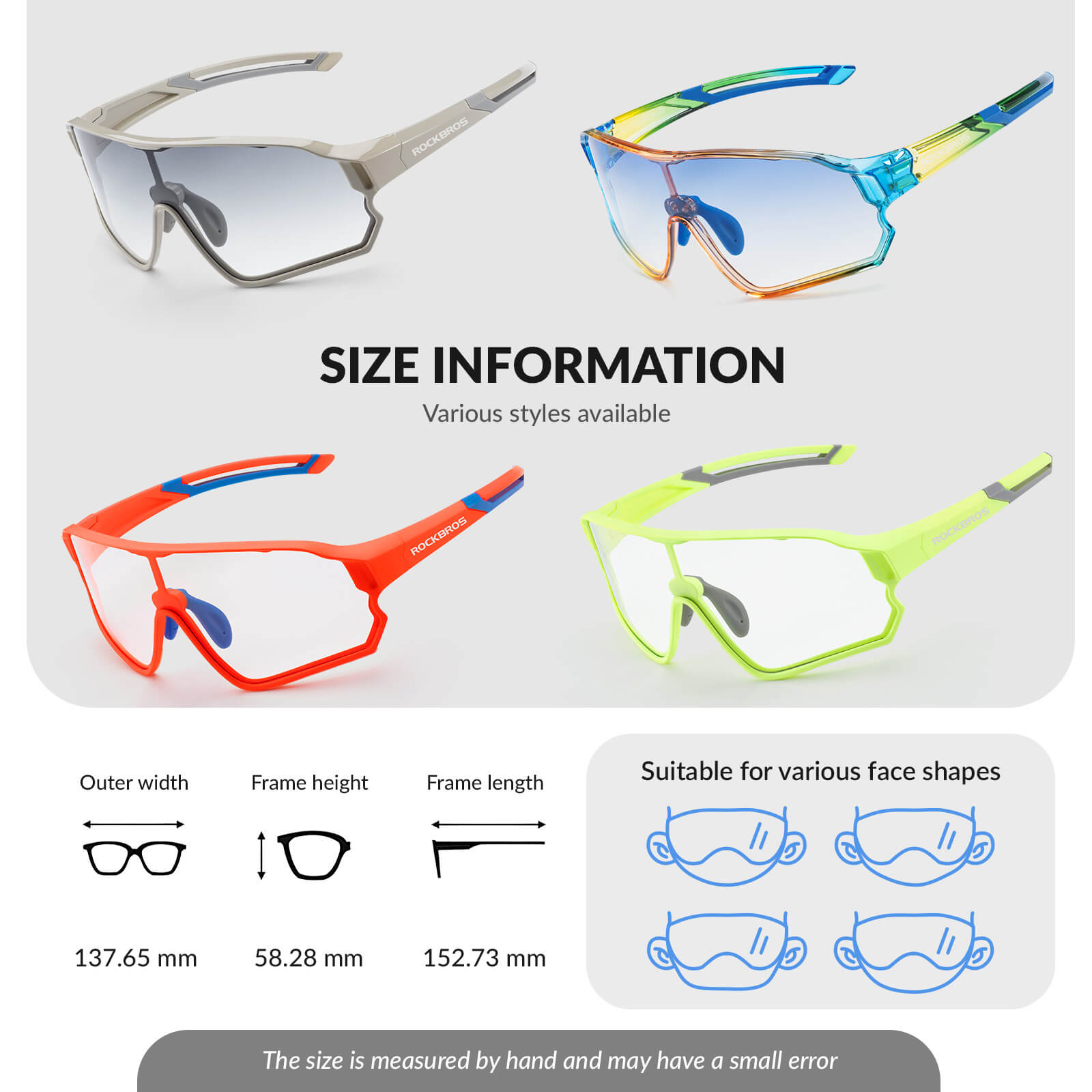 ROCKBROS SP314 Kids Cycling Sunglasses, UV400 Photochromic Sports Glasses for Boys Girls, Lightweight TR90 Frame Auto Tint Changing Eyewear for Biking Fishing Running Outdoor detail image 2