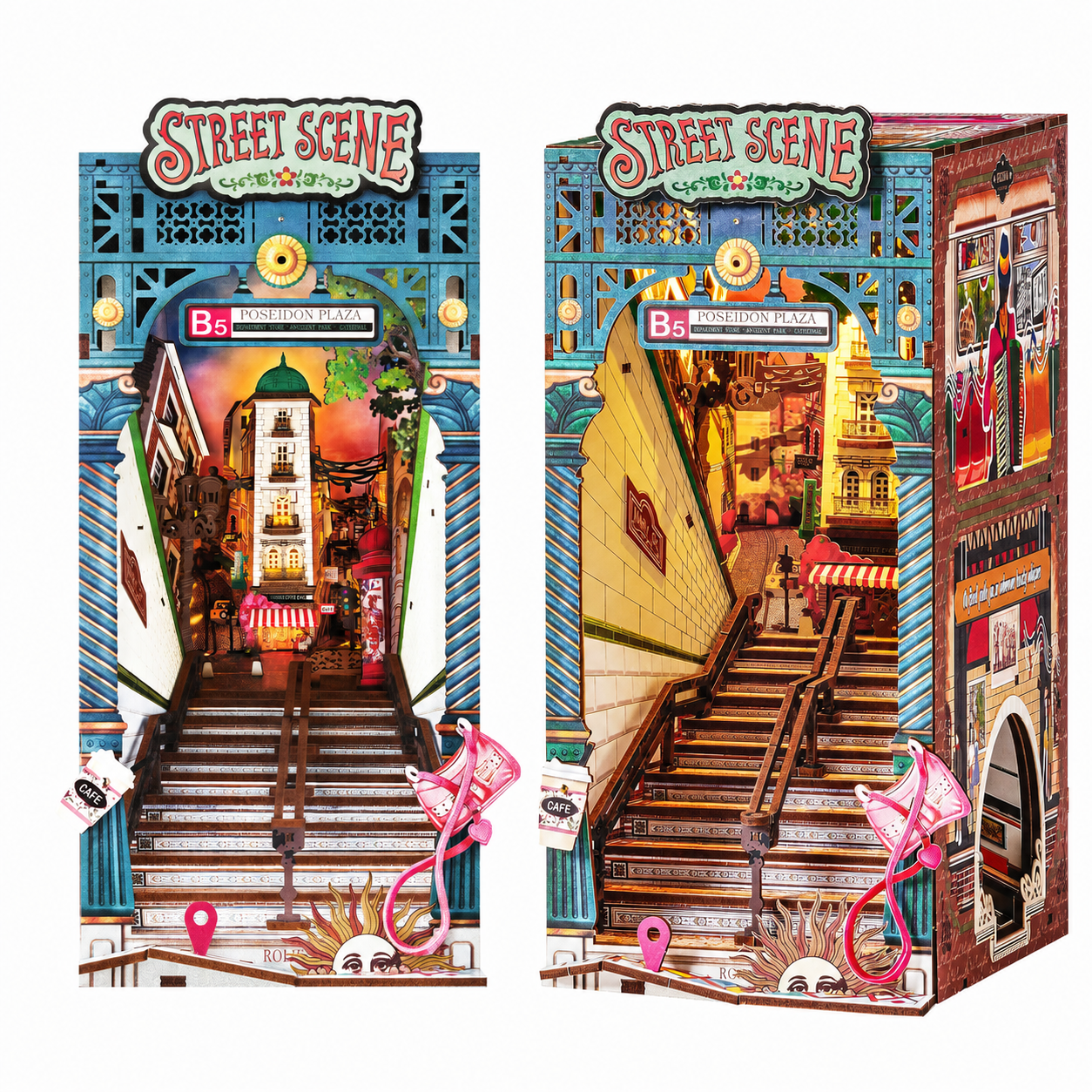 Rolife Street Scene TGB13 Urban Streetbook Miniature Assembly Kit — Subway Station Themed DIY 3D Wooden Puzzle with Lighting and Dust Cover, Insert Shelf Ornament for Book Lovers & Miniature Enthusiasts