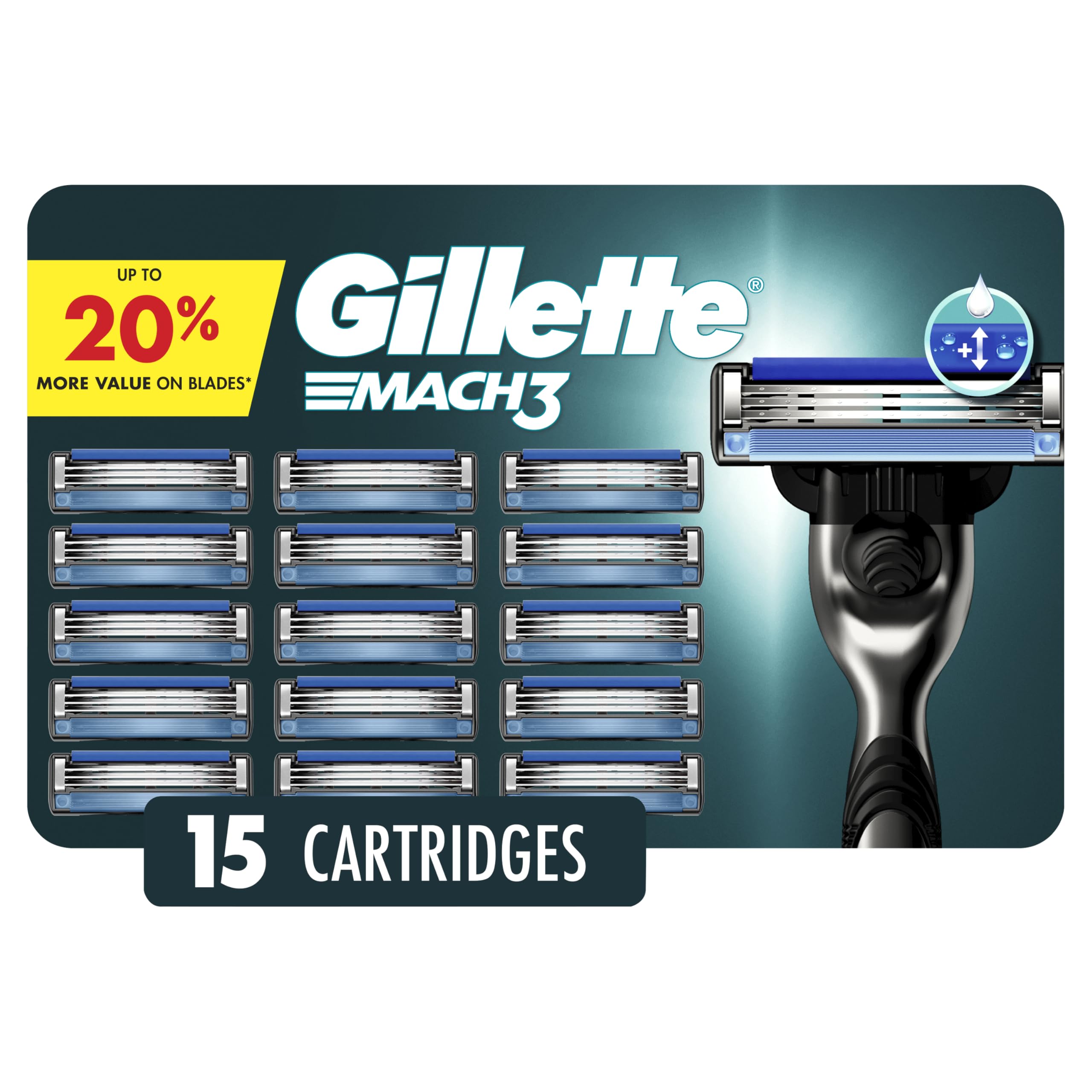 Gillette Mach3 Men's Razor Blades Replacement, 15 Count