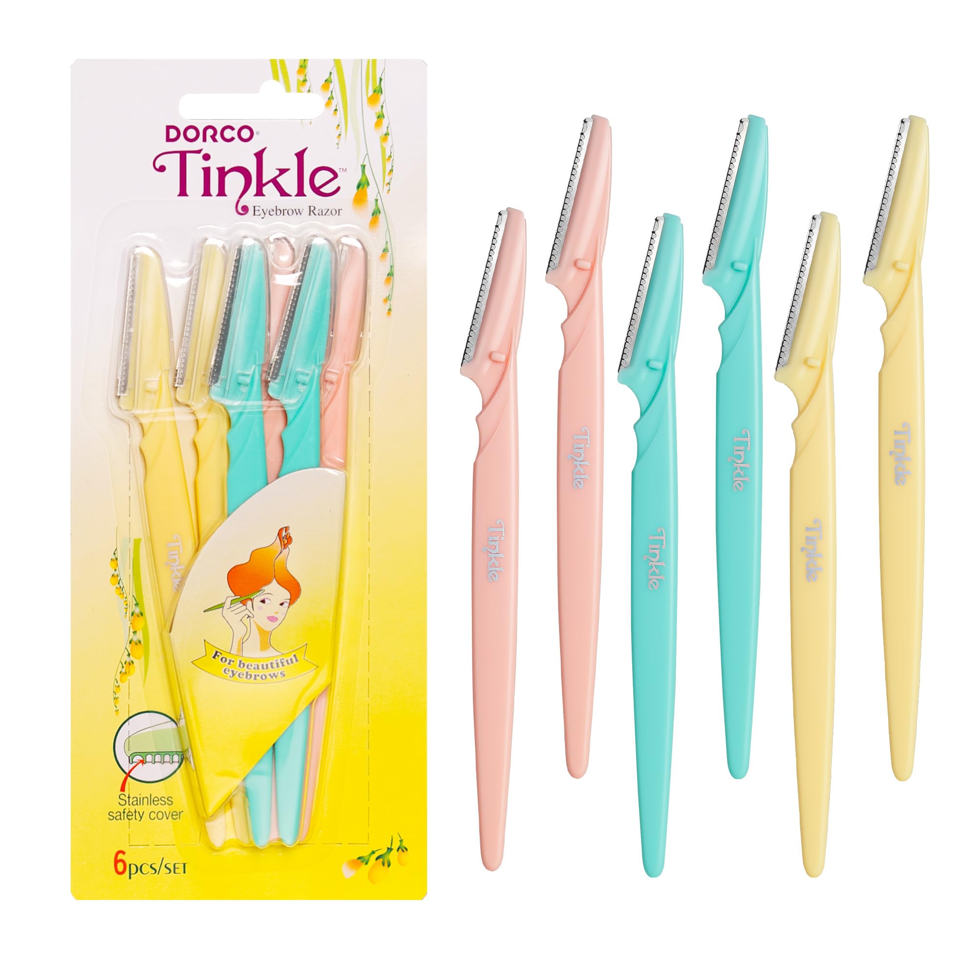 Tinkle Dermaplaning Tool, 6 ct — Dermaplane Razor for Women with Protective Cover