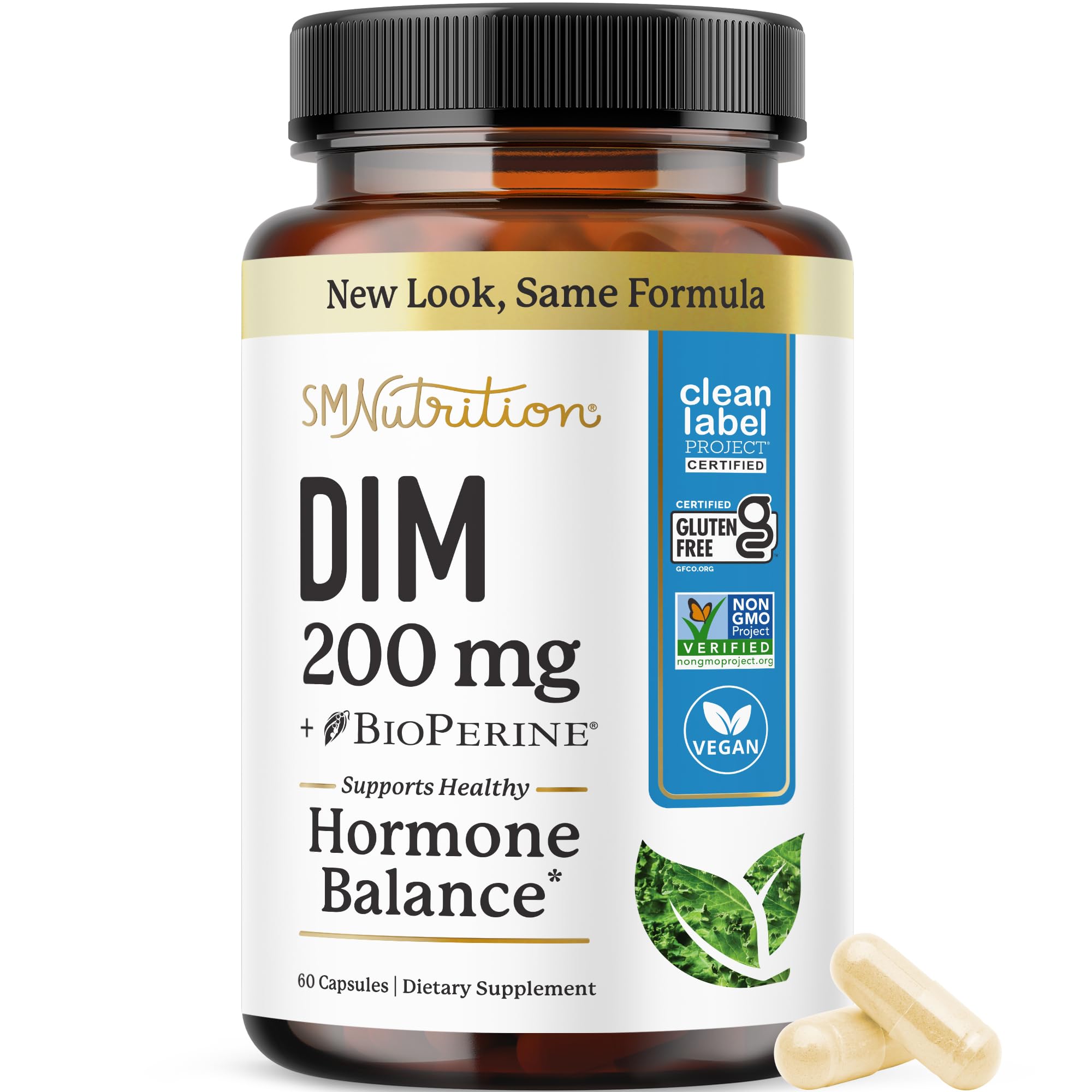 DIM Supplement 200 mg | Estrogen Balance Support for Women & Men | 60 Ct