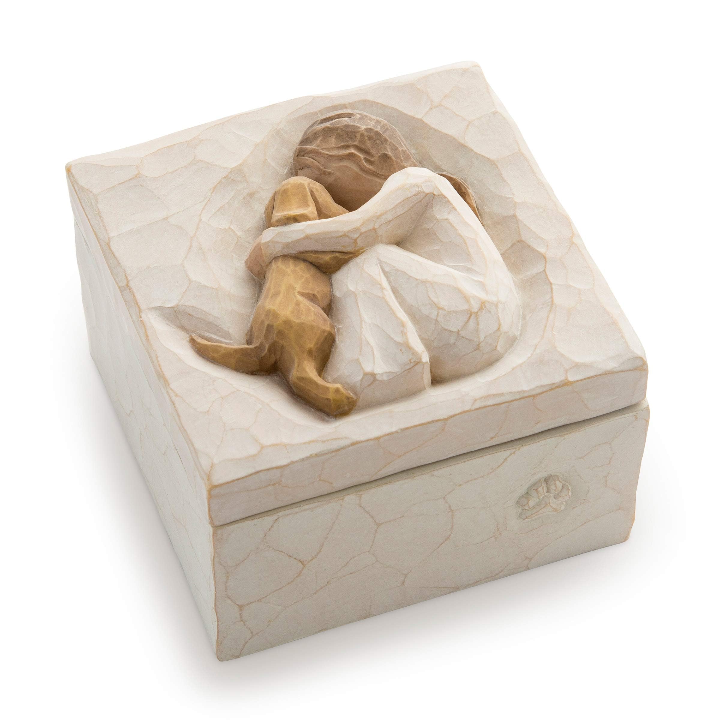 Willow Tree “Truly, A Friend” Hand-Painted Bas-Relief Keepsake Box — 3" Square
