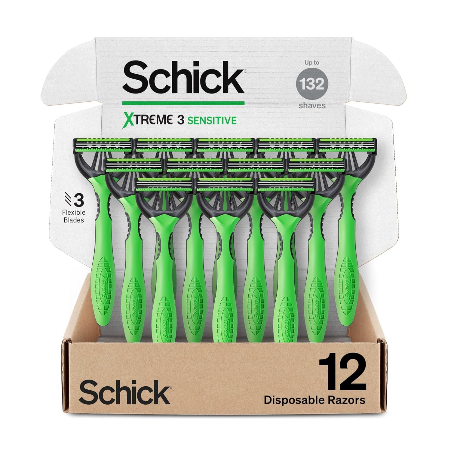 Schik Razor Schick Xtreme 3 Sensitive 3-Blade Disposable Razors for Men, 12 ct ...