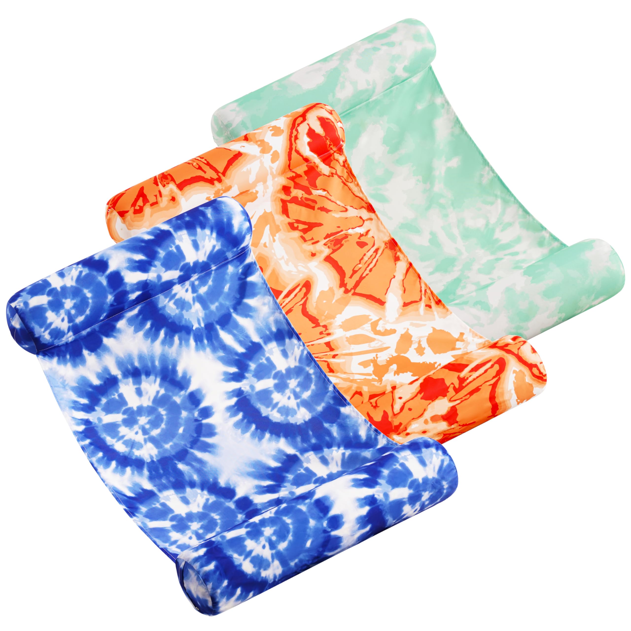 Sloosh 3-Pack 4-in-1 Inflatable Pool Loungers — Multi-Use Water Hammock / Floating Chair for Pool, Lake & Beach