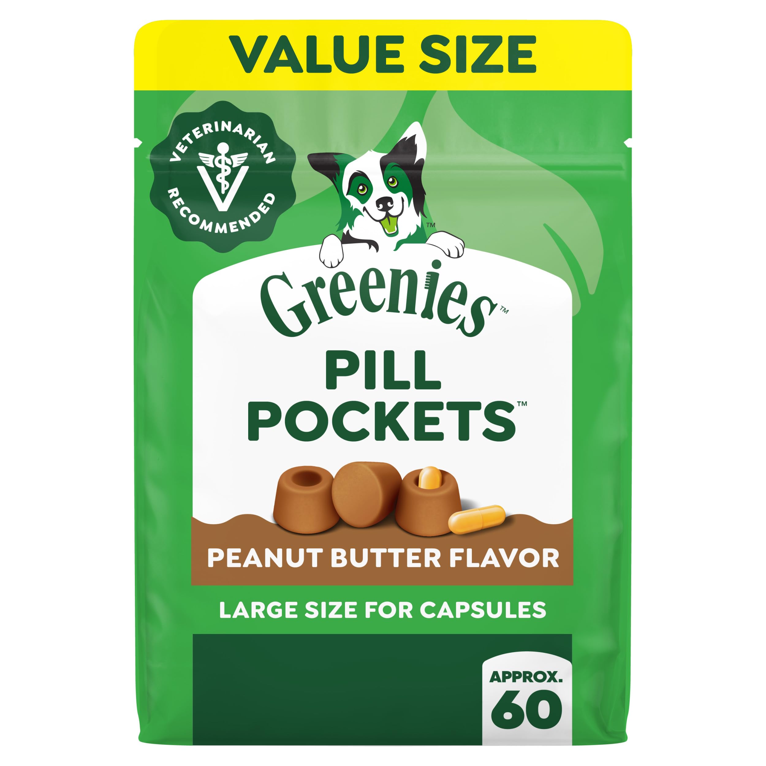 Greenies Pill Pockets for Dogs, Large, Peanut Butter Flavor, 15. 8 oz Pouch