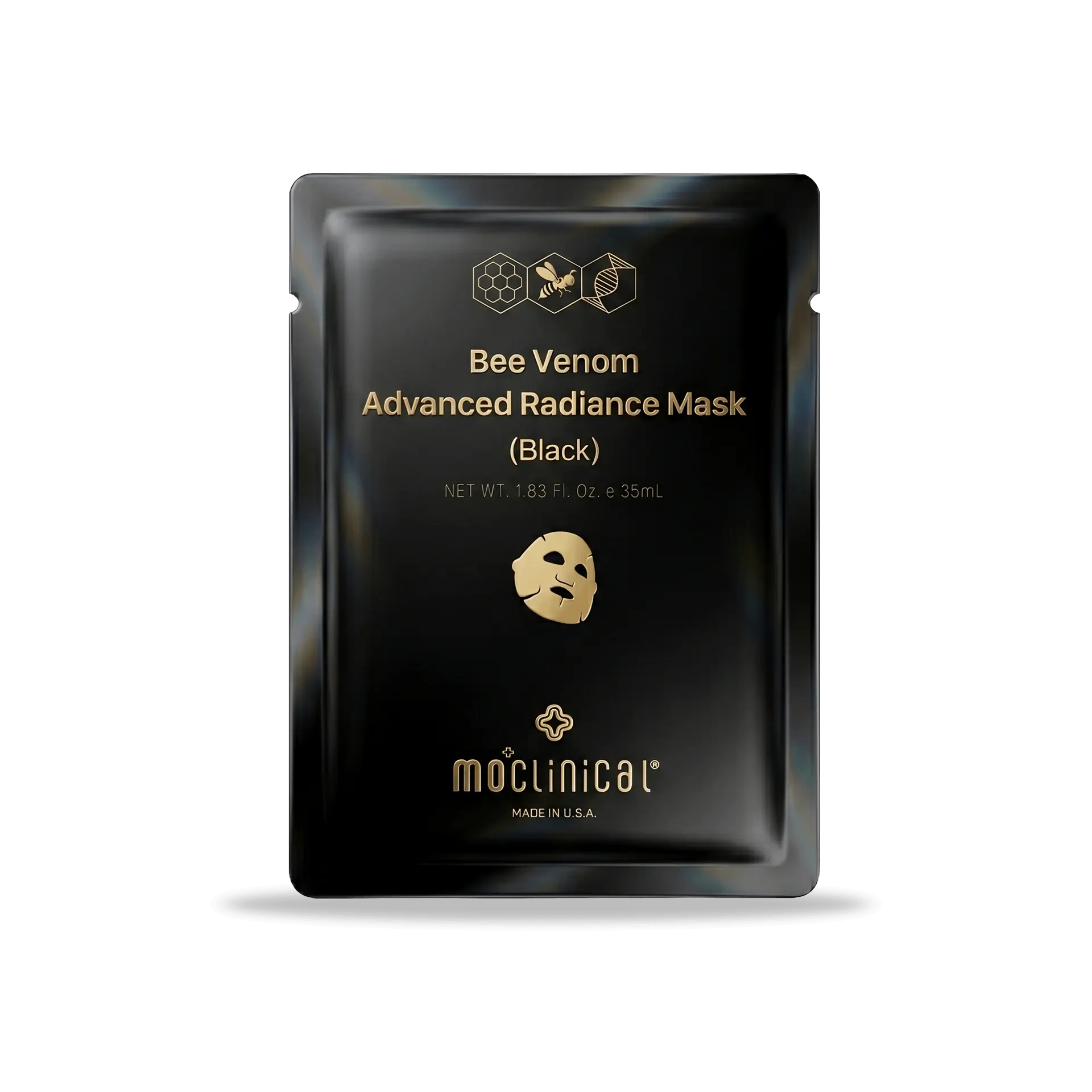 moclinical Bee Venom Advanced Radiance Mask (Black) 5 PCS, 35mL – Deep Repair, Brightening, Firming, Anti-Wrinkle, Suitable for All Skin Types