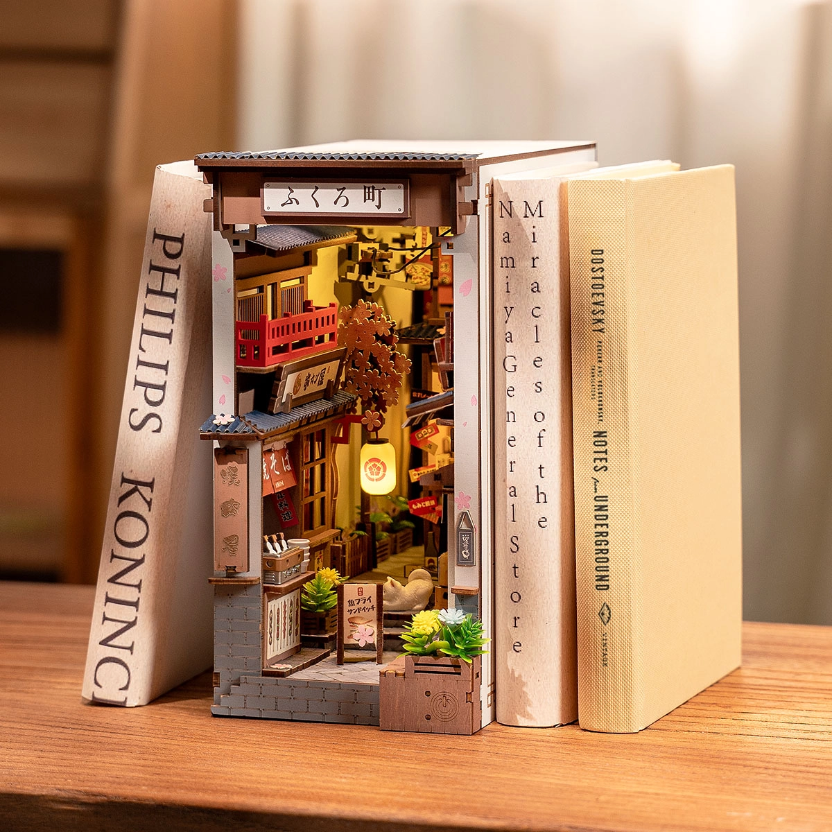 Rolife Sakura Wine Alley DIY Miniature House, Handmade Assembly Miniature Scene Model with Lights, Creative Gift detail image 2