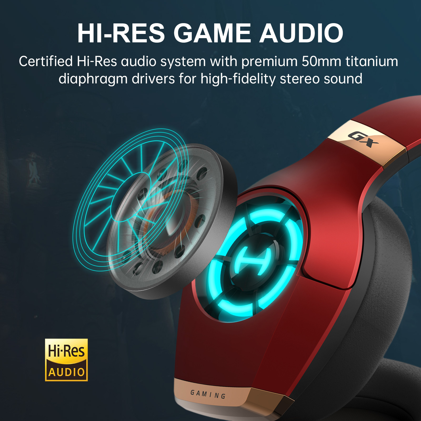 Edifier HECATE GX High-Resolution Gaming Headset — Triple Wired Modes, Built-in Microphone, RGB Lighting, ENC Call Noise Reduction, 50mm Drivers — Classic Red detail image 4