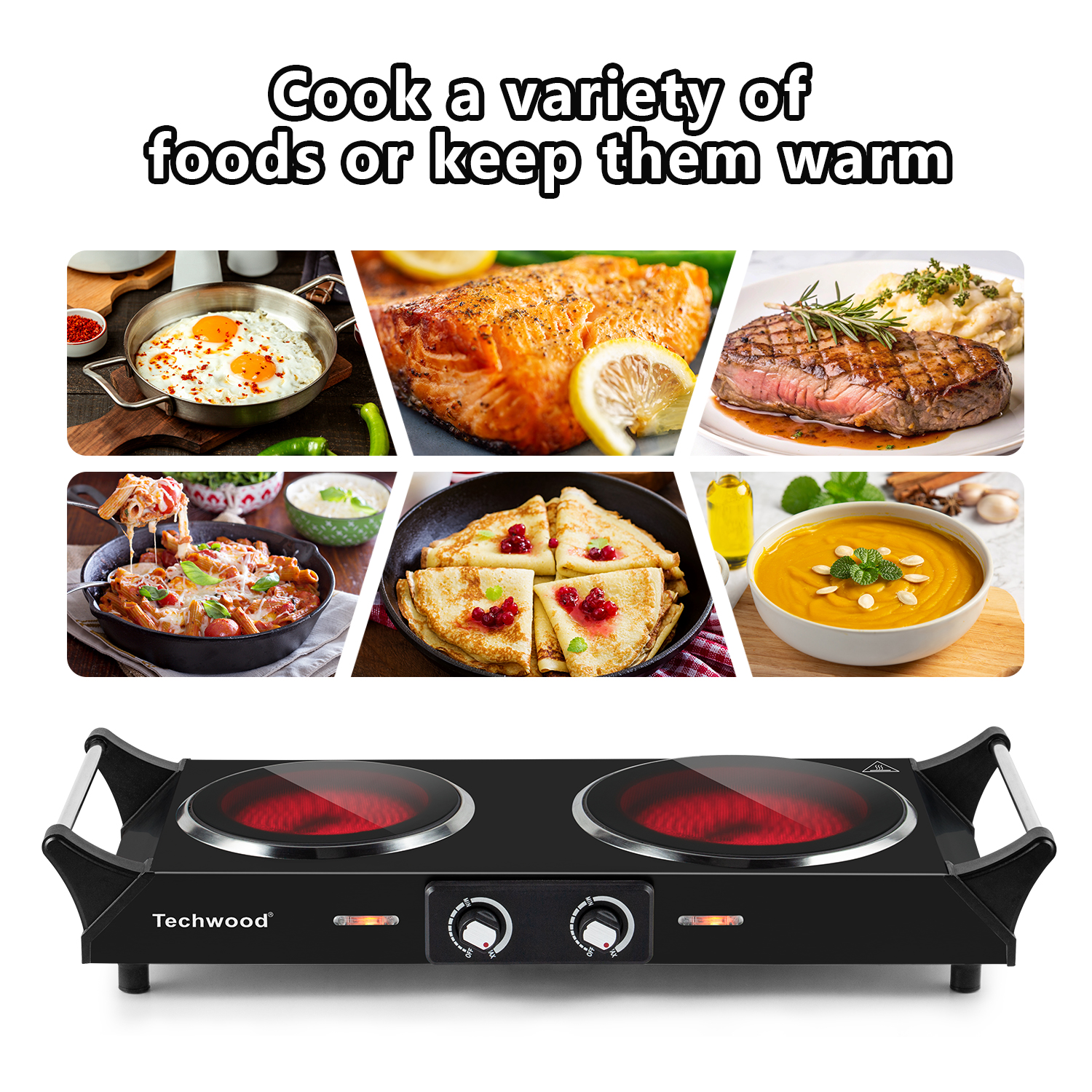 CUSIMAX New Dual-Burner Infrared Ceramic Cooktop, High-Efficiency Countertop Electric Stove, Energy-Saving High Power ES-3203CB