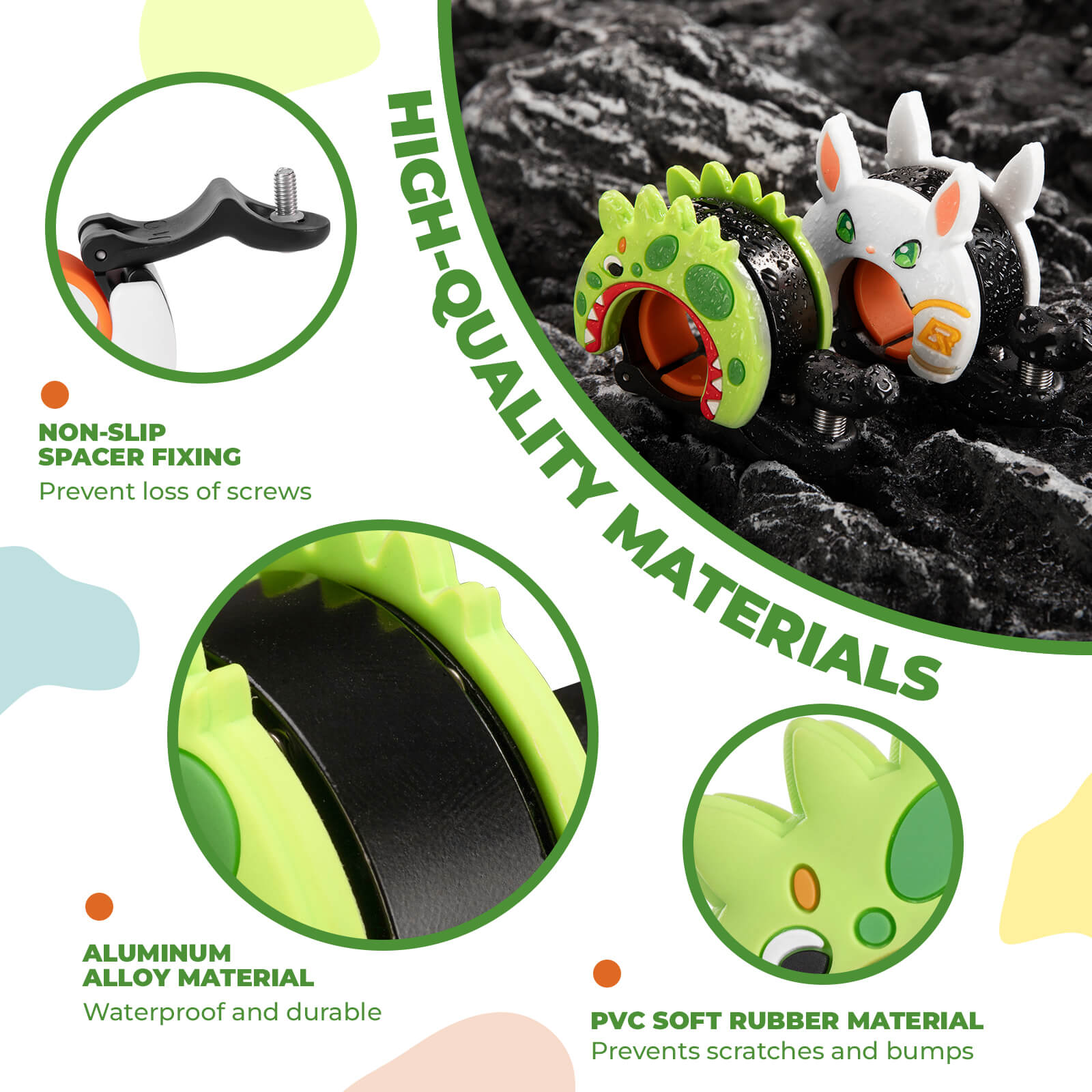 ROCKBROS Kids Bike Bell, Cartoon Bicycle Bell, Lightweight Aluminum Alloy for 22.2-25.4mm Handlebars detail image 7