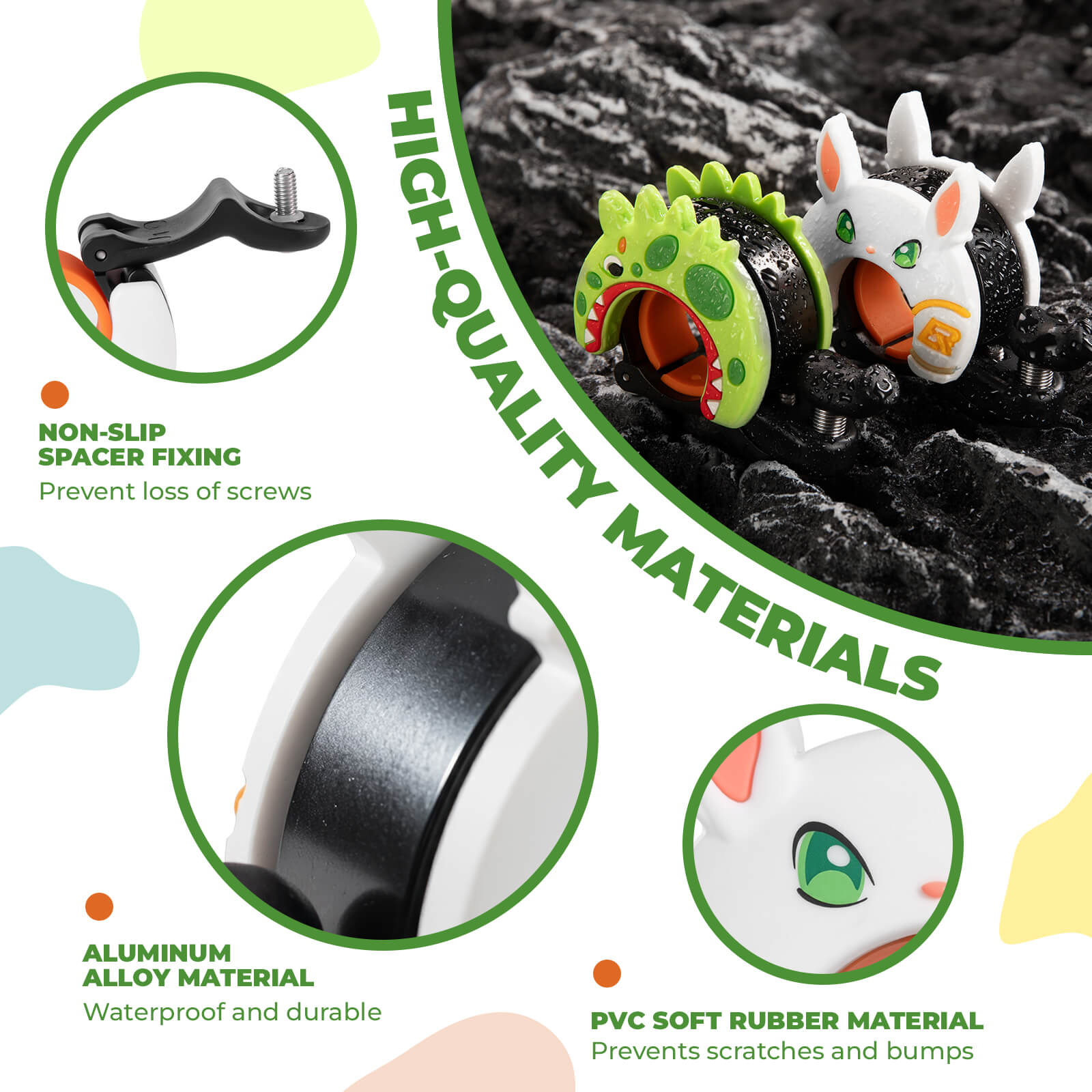 ROCKBROS Kids Bike Bell, Cartoon Bicycle Bell, Lightweight Aluminum Alloy for 22.2-25.4mm Handlebars detail image 8