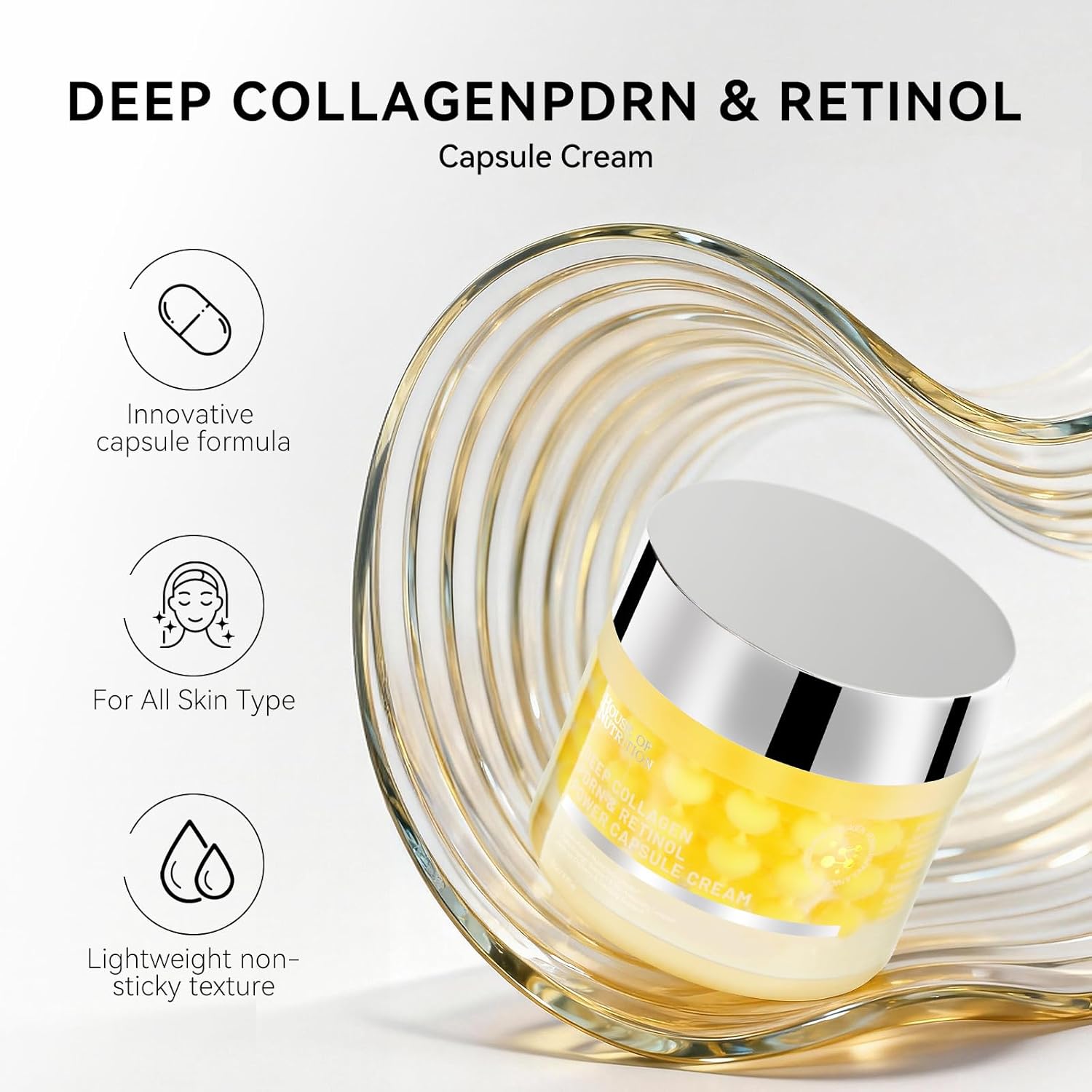 HOUSE OF NUTRITION Deep Collagen Capsule Cream with PDRN & Retinol – Microneedling Anti-Aging Face Moisturizer for Firmness, Wrinkle Care & Elasticity Support, 2.37 fl.oz detail image 2
