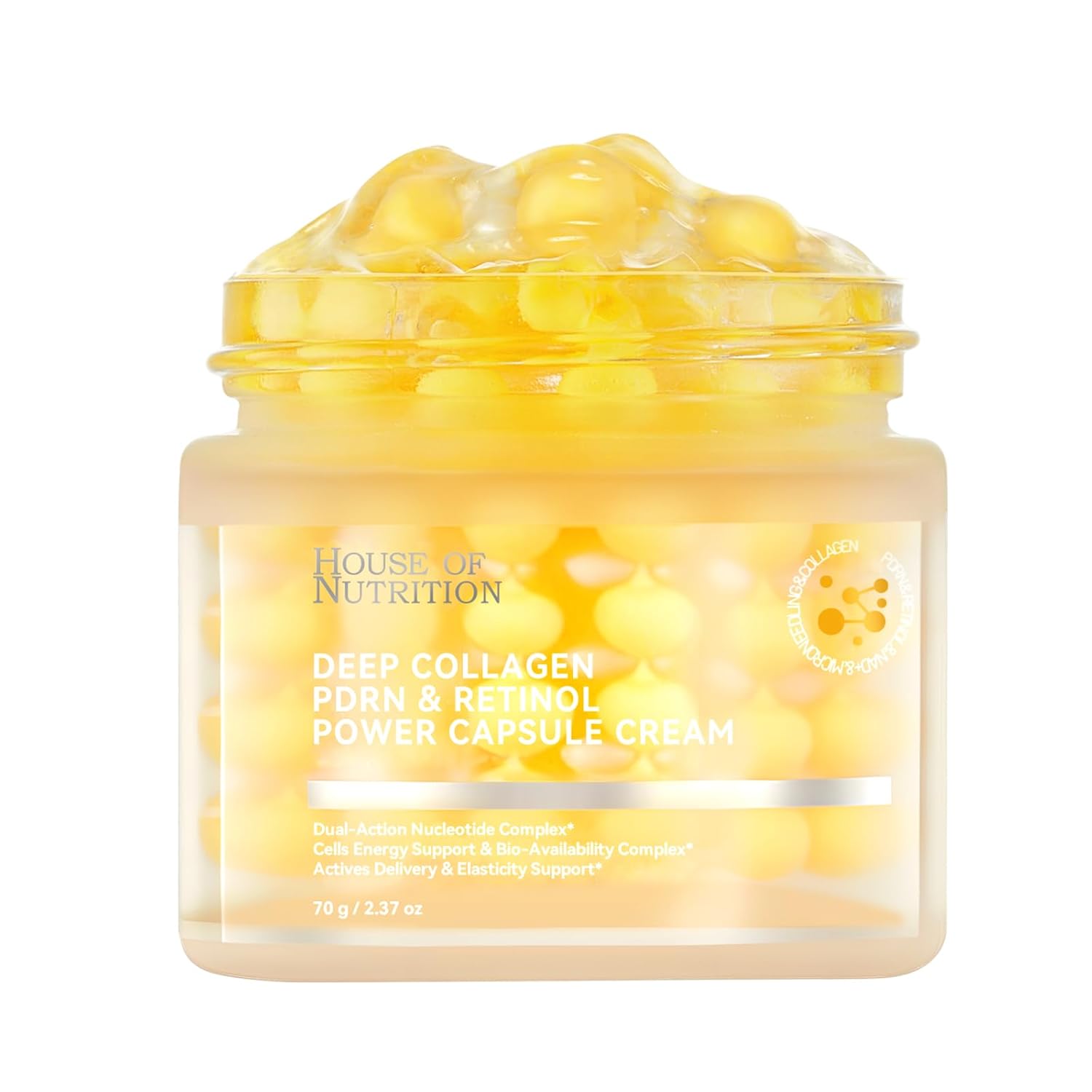 HOUSE OF NUTRITION Deep Collagen Capsule Cream with PDRN & Retinol – Microneedling Anti-Aging Face Moisturizer for Firmness, Wrinkle Care & Elasticity Support, 2.37 fl.oz