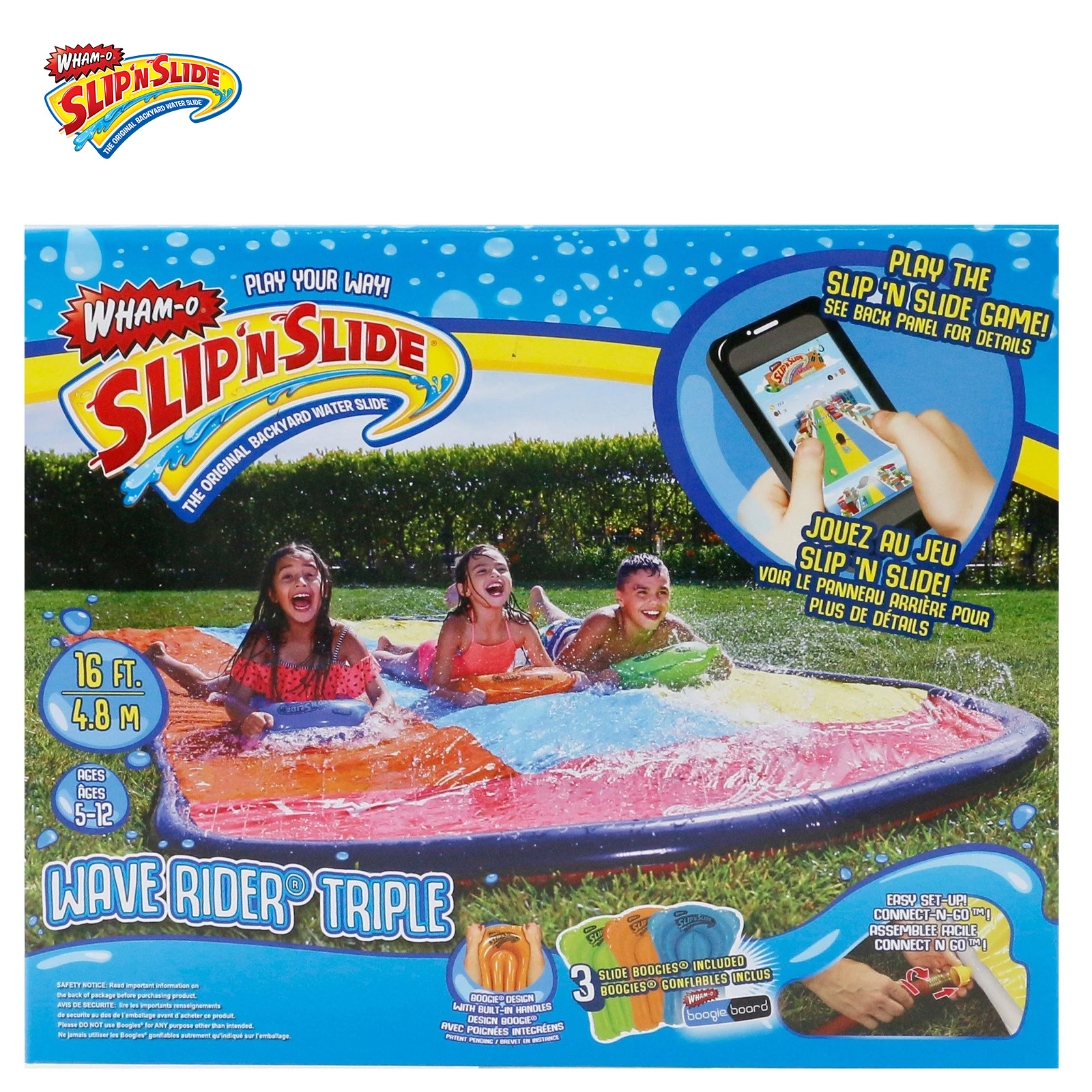 Wham-O Slip N Slide Triple — 3-Lane Backyard Water Slide with 3 Boogie Boards detail image 7