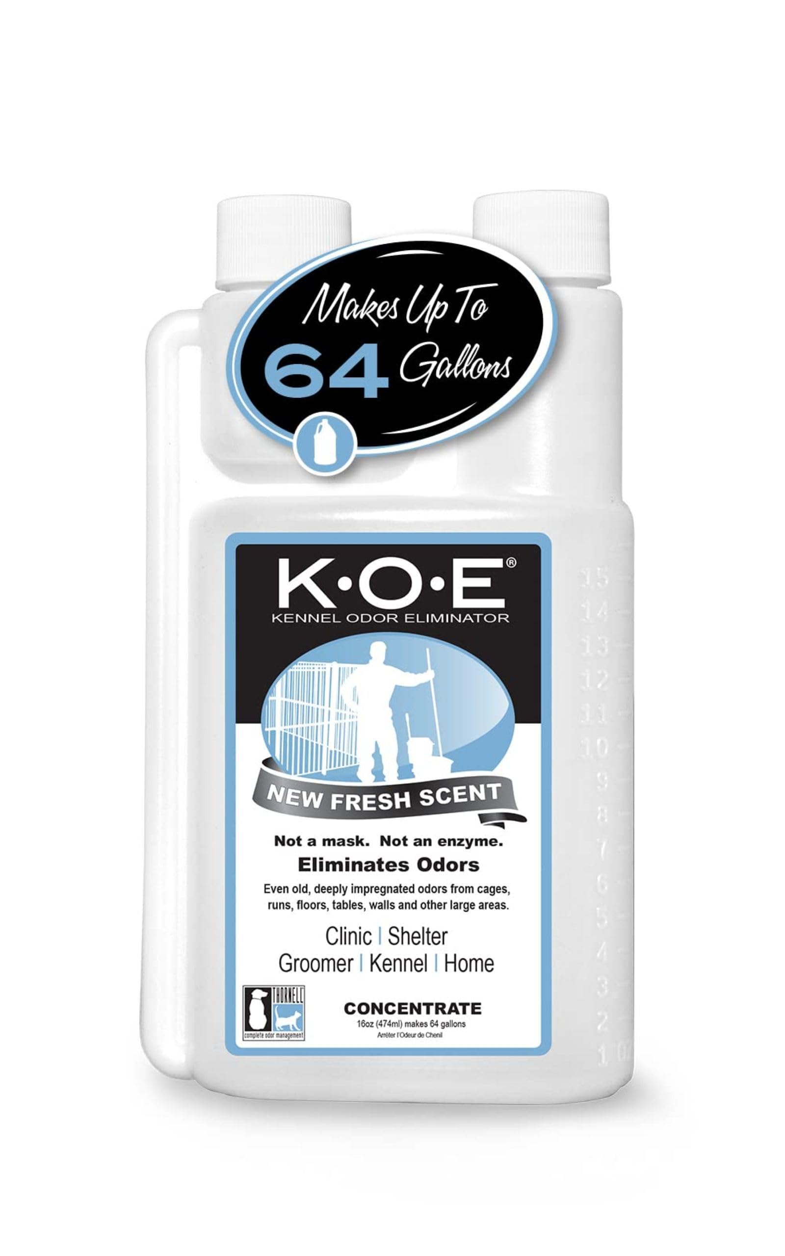 Odorcide K.O.E Kennel Odor Eliminator Concentrate, Fresh Scent, 16 oz - Non-Enzymatic Formula for Cages, Runs, Home and Kennel Use