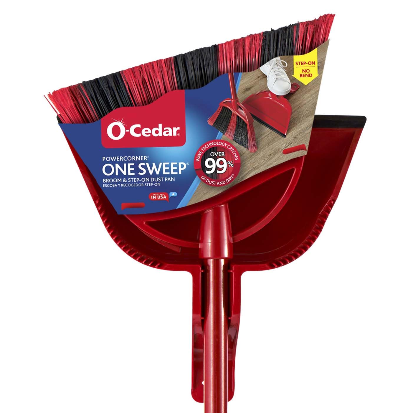 O-Cedar Pet Pro Broom with Step-On Dustpan — Removes 99% in One Sweep; Cleans 3× More Pet Hair