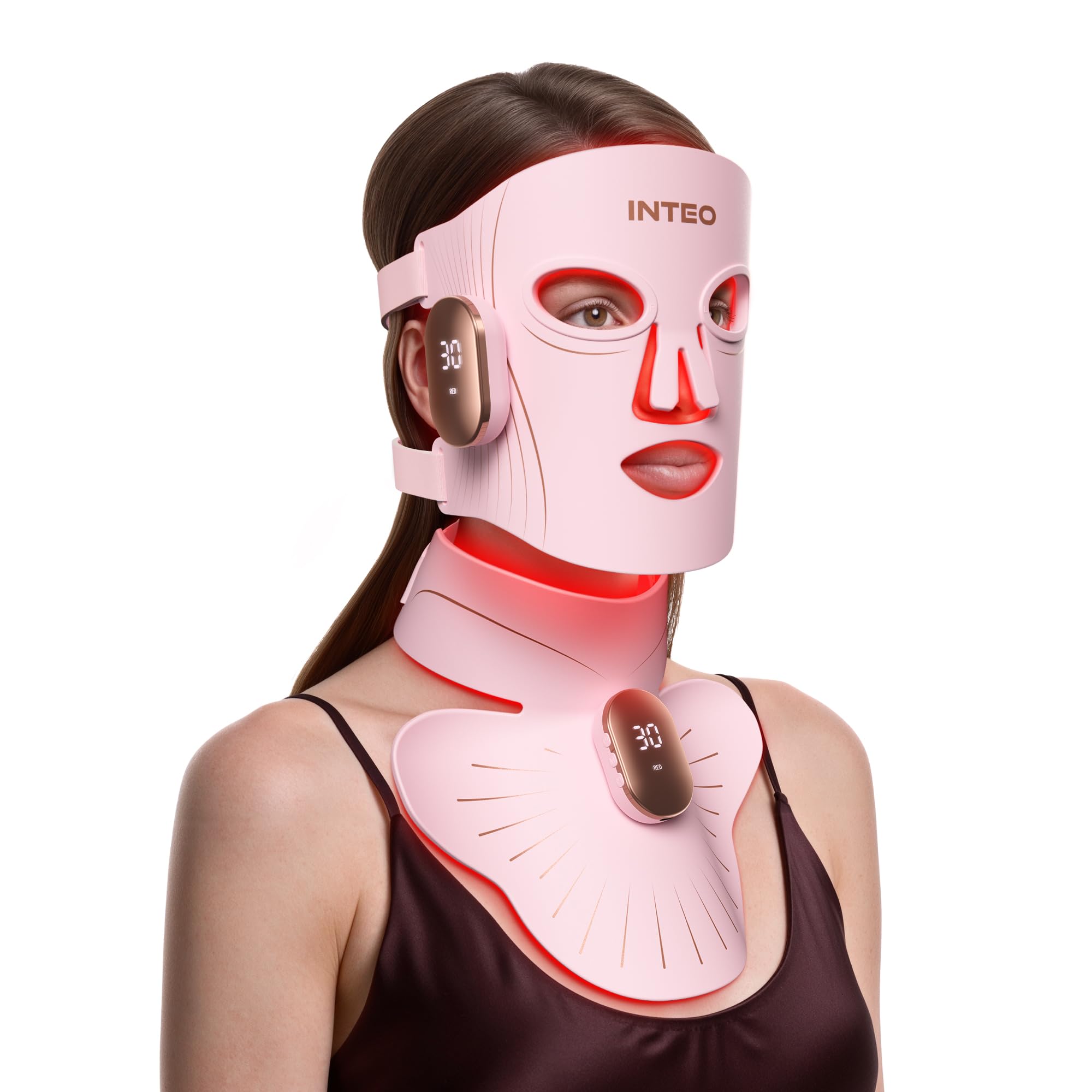 Red Light Therapy Mask for Face & Neck, 4 Light Modes 660nm & 850nm Red Infrared LED, 2000mAh Cordless LED Face Mask, 680 LEDs, Hands-Free Anti-Aging Skin Firming Portable Skincare for Home