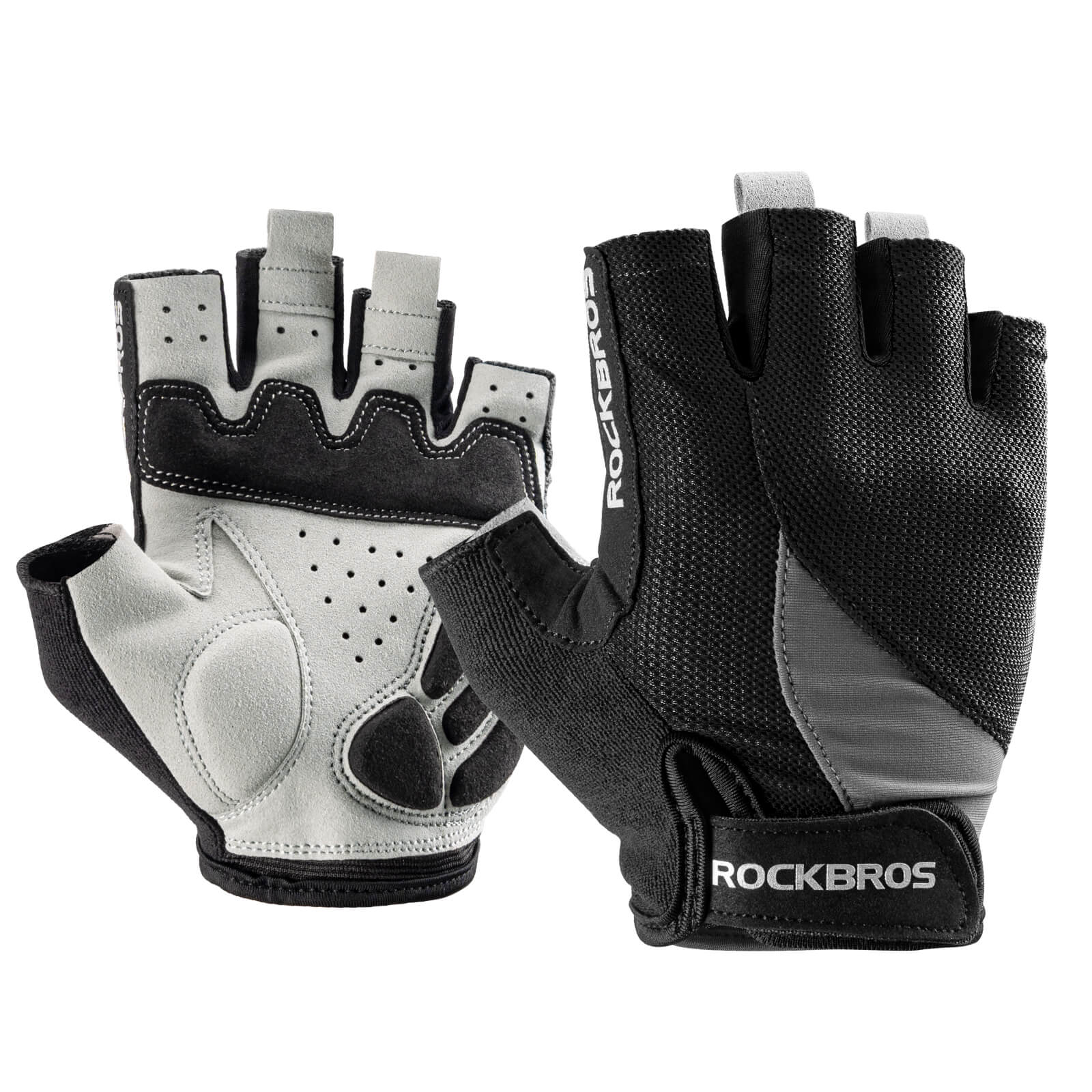 ROCKBROS Breathable Padded Half Finger Cycling Gloves, Shock Absorbing Non-Slip Bike Mitts, Moisture Wicking Sweat Resistant for Road Bike MTB Outdoor Riding