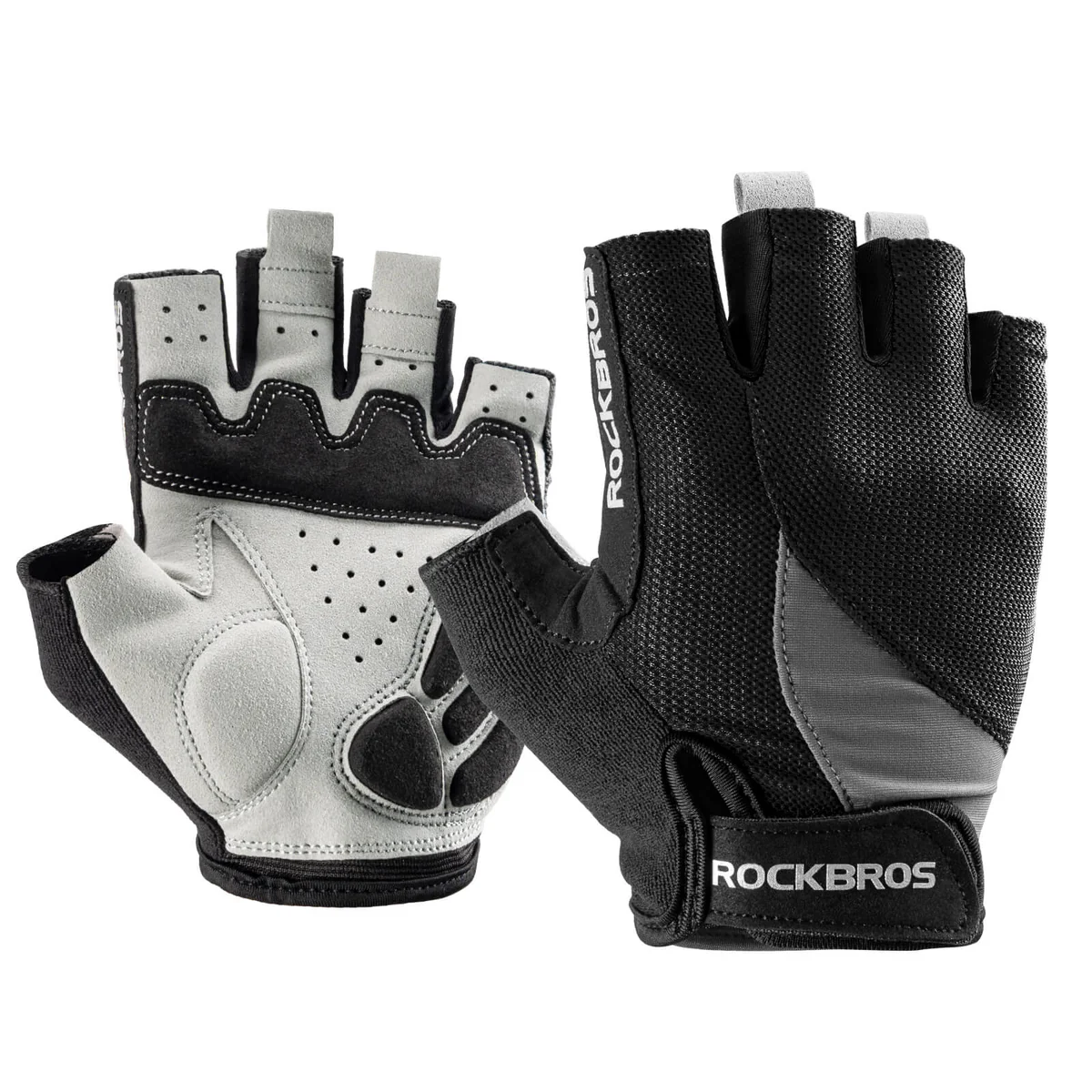 ROCKBROS Breathable Padded Half Finger Cycling Gloves, Shock Absorbing Non-Slip Bike Mitts, Moisture Wicking Sweat Resistant for Road Bike MTB Outdoor Riding