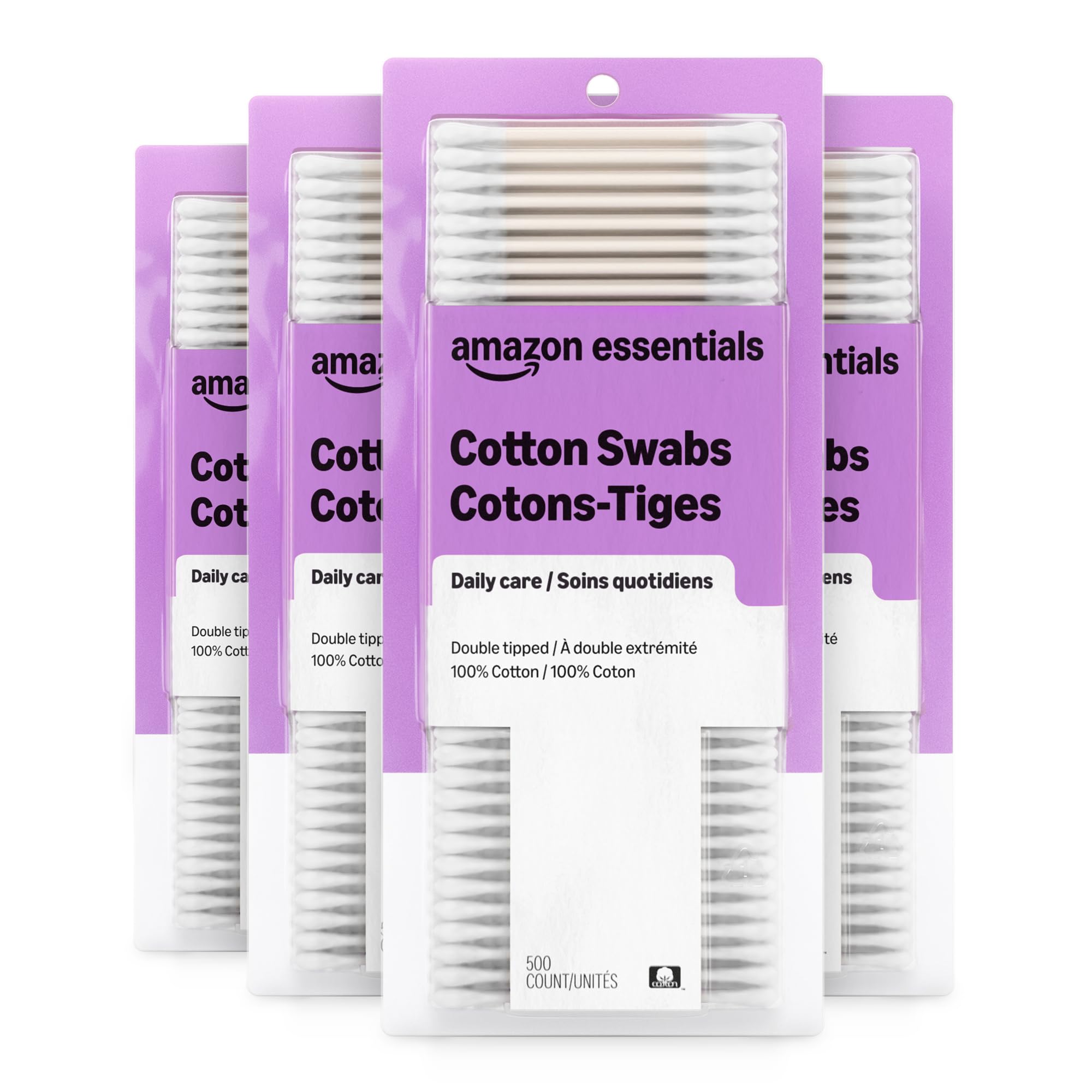 Amazon Essentials Cotton Swabs, 2000 Count (4 Packs of 500) (Previously Amazon Basics)
