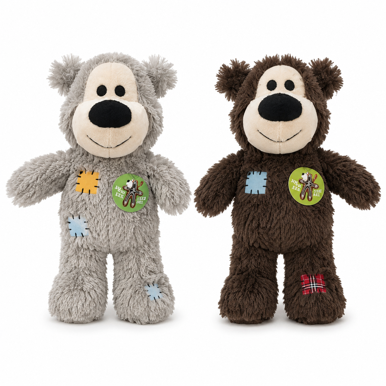 KONG Patchwork Bear Plush Dog Toy — Durable Chewable with Squeaker, Multi-Purpose for Natural Chewing and Reducing Home Damage